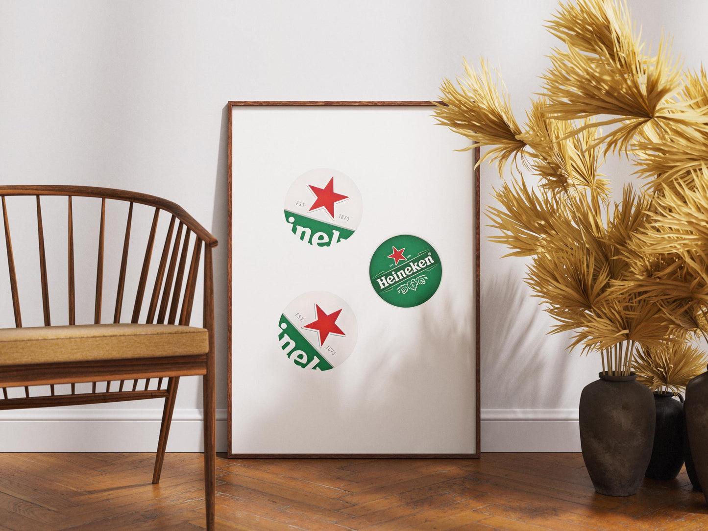 Heineken Bottle Caps Print - Green Beer Wall Art for Man Cave, Modern Bar Decor & Beer Lover Gift Poster