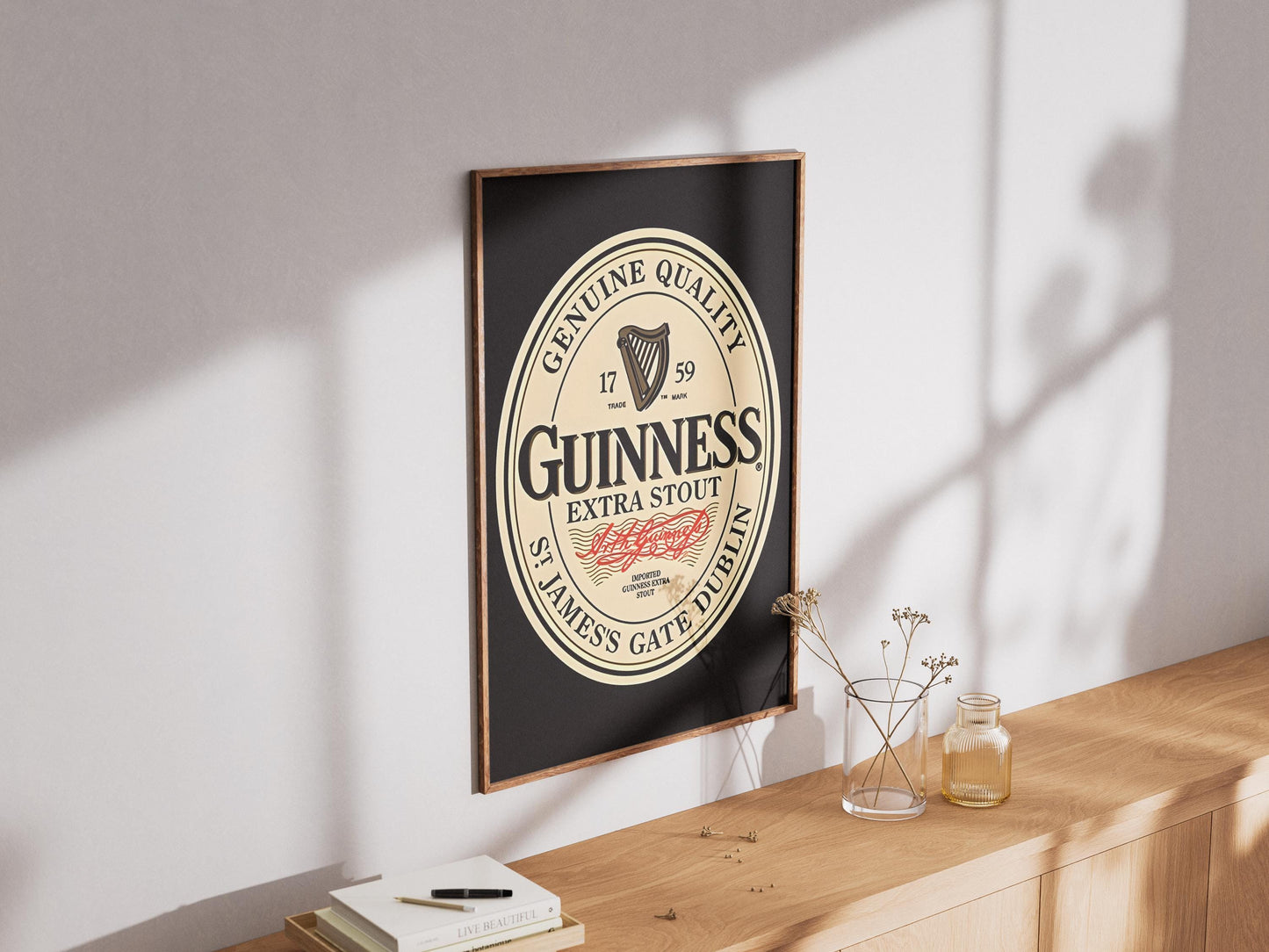 Guinness Bottle Cap Print, Minimalist Stout Beer Wall Art, Classic Label Poster, Home Bar Decor, Man Cave Gift, Irish Pub Art, Drink Sign