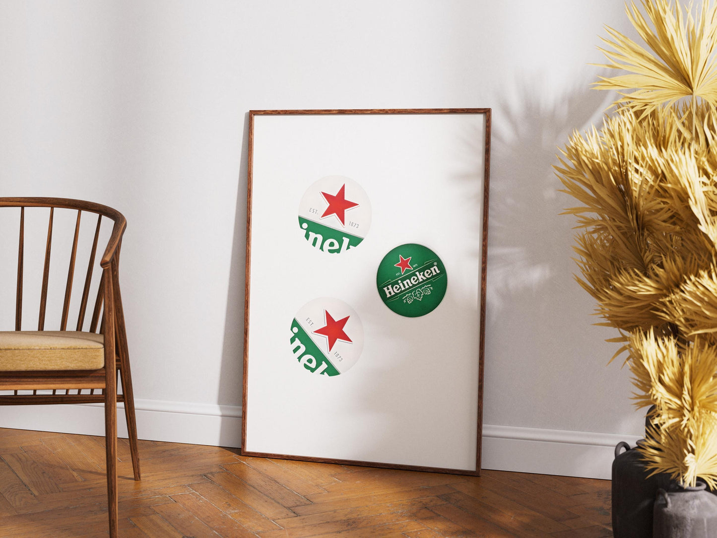 Heineken Bottle Caps Print - Green Beer Wall Art for Man Cave, Modern Bar Decor & Beer Lover Gift Poster