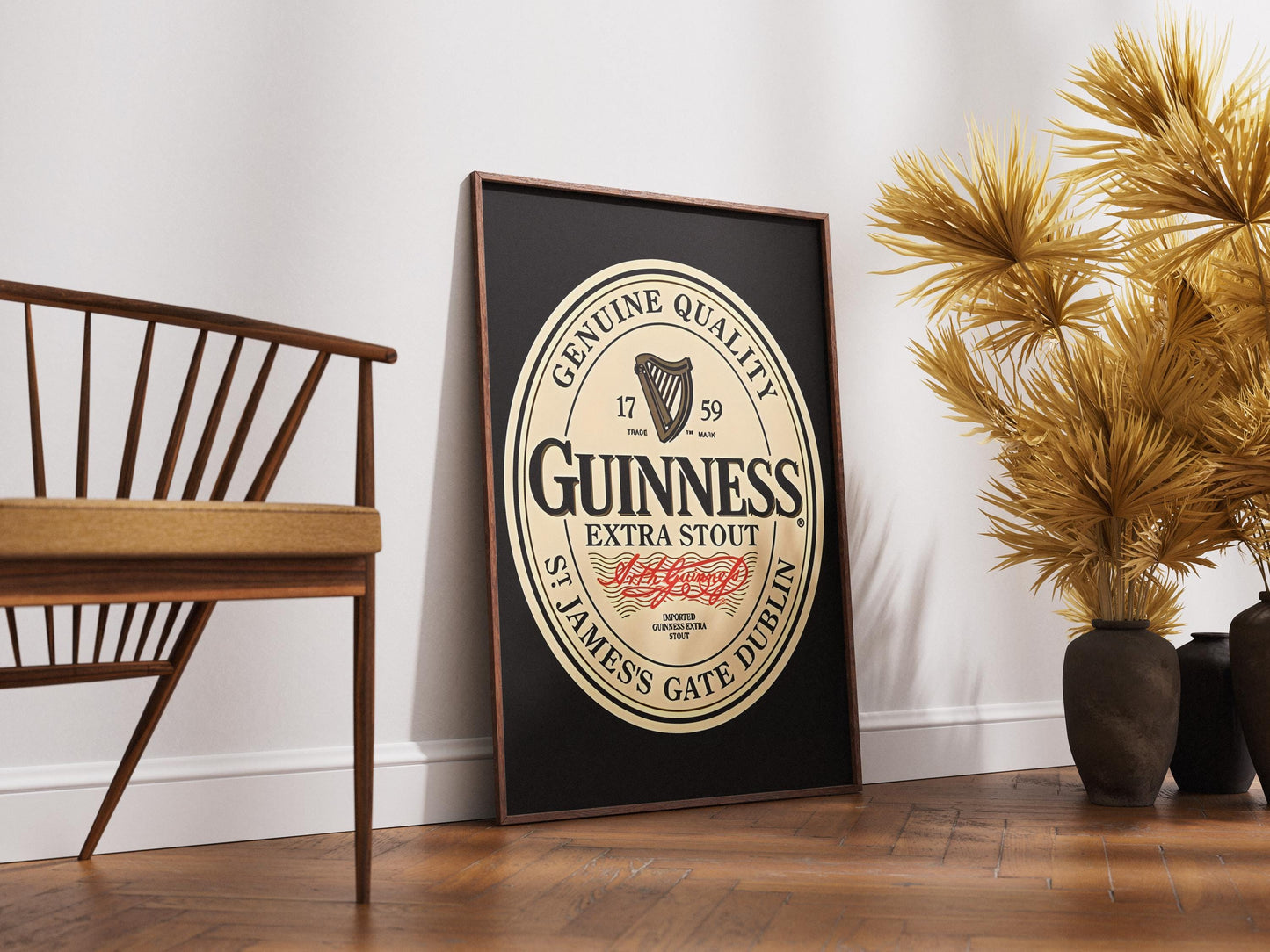 Guinness Bottle Cap Print, Minimalist Stout Beer Wall Art, Classic Label Poster, Home Bar Decor, Man Cave Gift, Irish Pub Art, Drink Sign