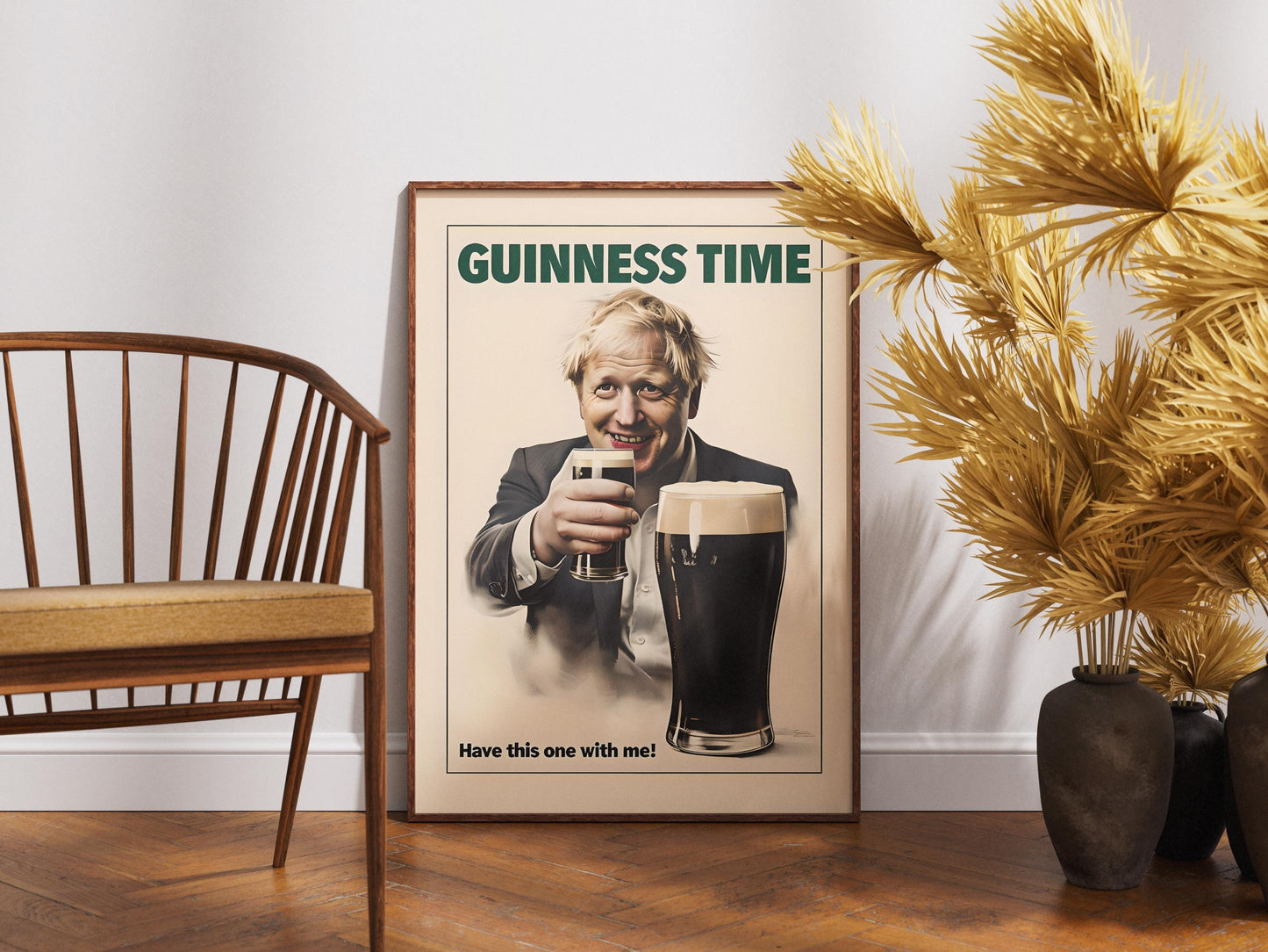 Boris Johnson Guinness Poster Print - Political Satire Wall Art - UK Prime Minister Pub Decor - Beer Lover Gift - Quirky Humour Print