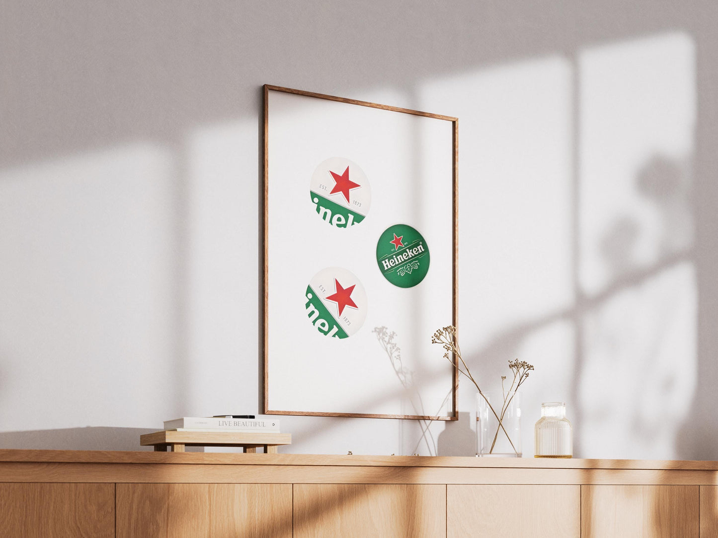 Heineken Bottle Caps Print - Green Beer Wall Art for Man Cave, Modern Bar Decor & Beer Lover Gift Poster