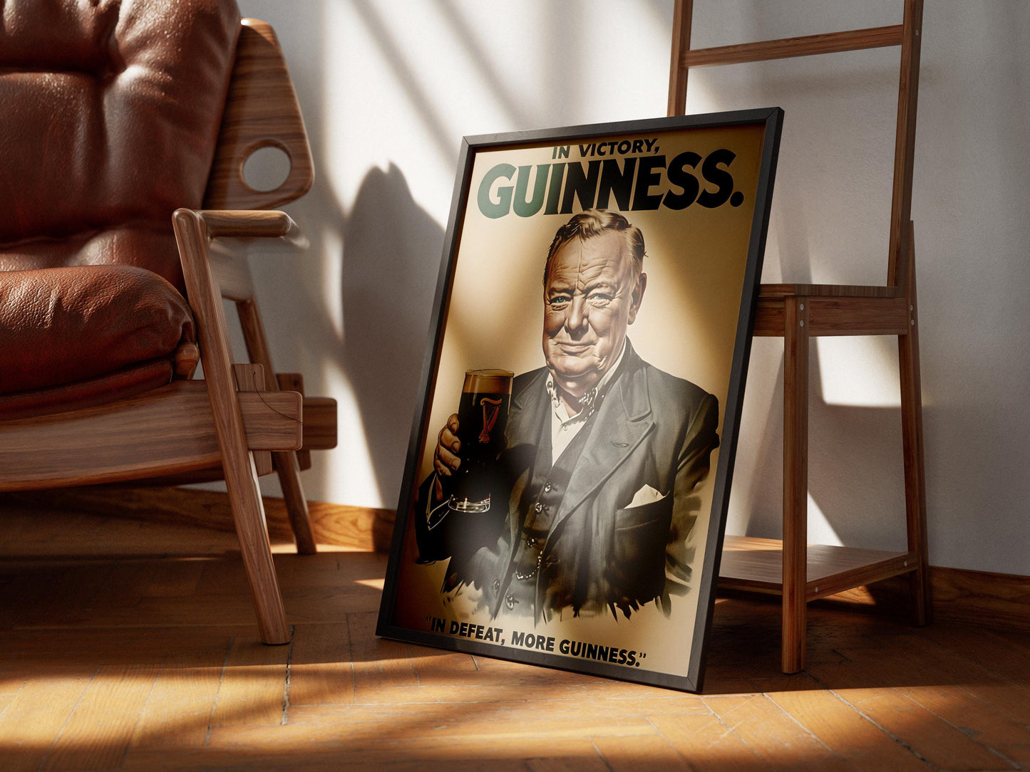 Winston Churchill Guinness Poster Print - Political Satire Art, UK Prime Minister Pub Decor, Beer Lover Wall Art, Quirky Humour Gift