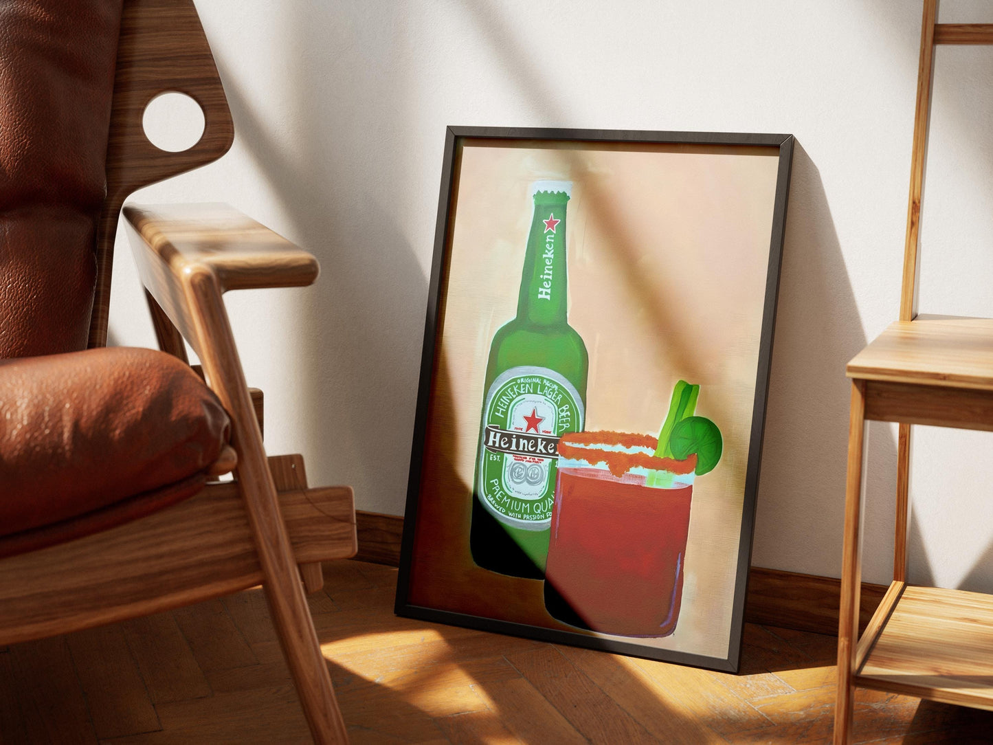 Heineken Beer Poster Modern Bar Wall Art, Michelada & Bloody Mary Print, Man Cave Decor, Home Bar Gift