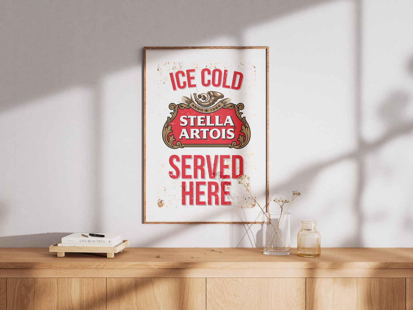 Stella Artois Beer Print, Frosted Pint Wall Art, Lager Poster, Bar Decor, Man Cave Gift, Kitchen Beer Lovers Print, Pub Art, Drink Art