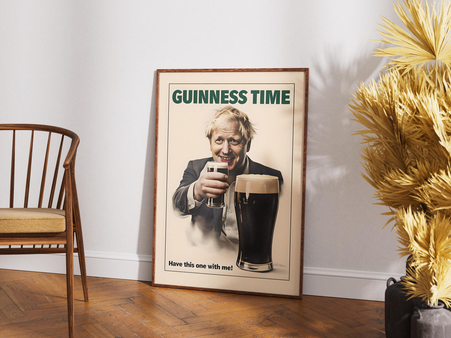 Boris Johnson Guinness Poster Print - Political Satire Wall Art - UK Prime Minister Pub Decor - Beer Lover Gift - Quirky Humour Print