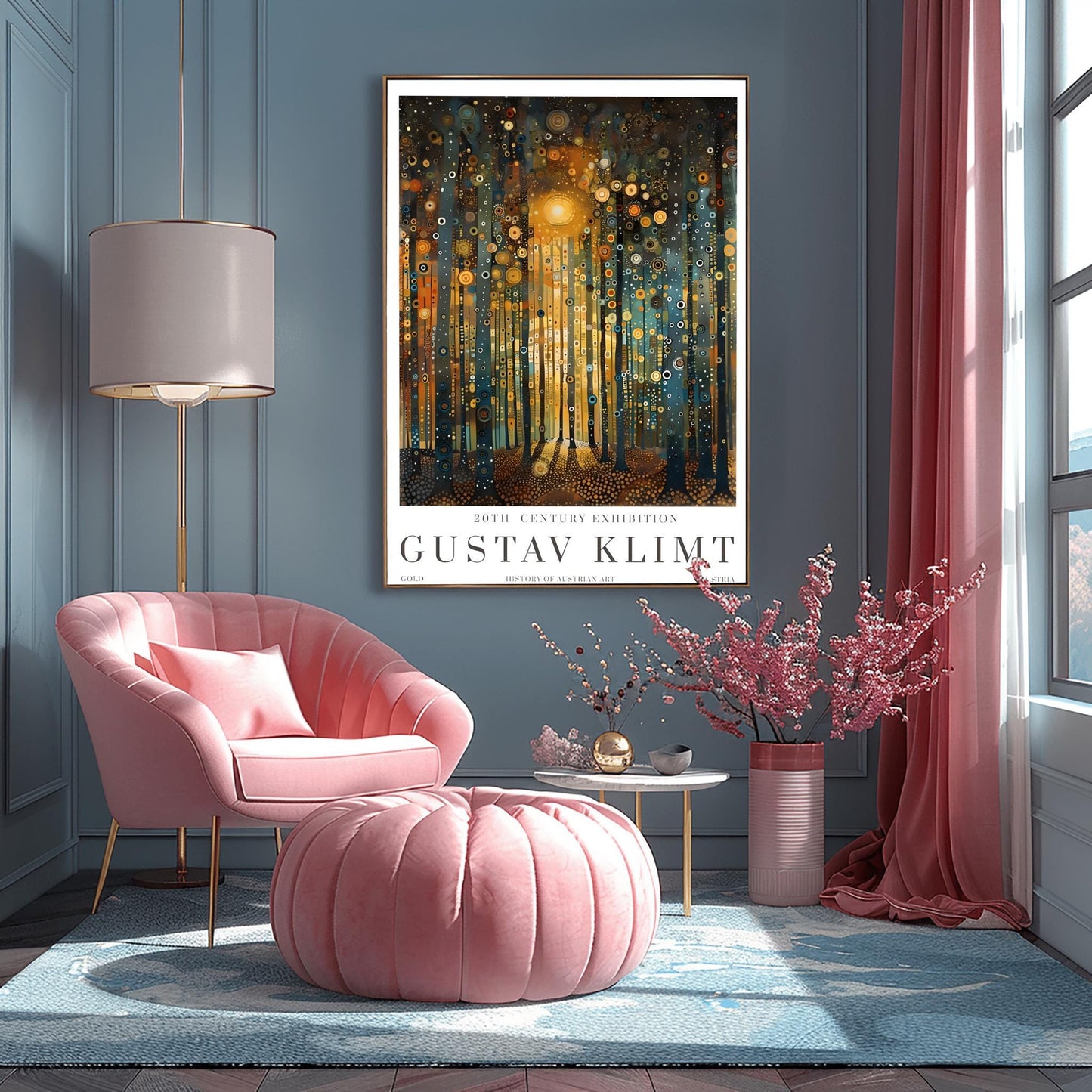 Gustav Klimt Print Flower Garden Poster - Klimt Museum & Exhibition Art, Flower Market Painting Wall Decor