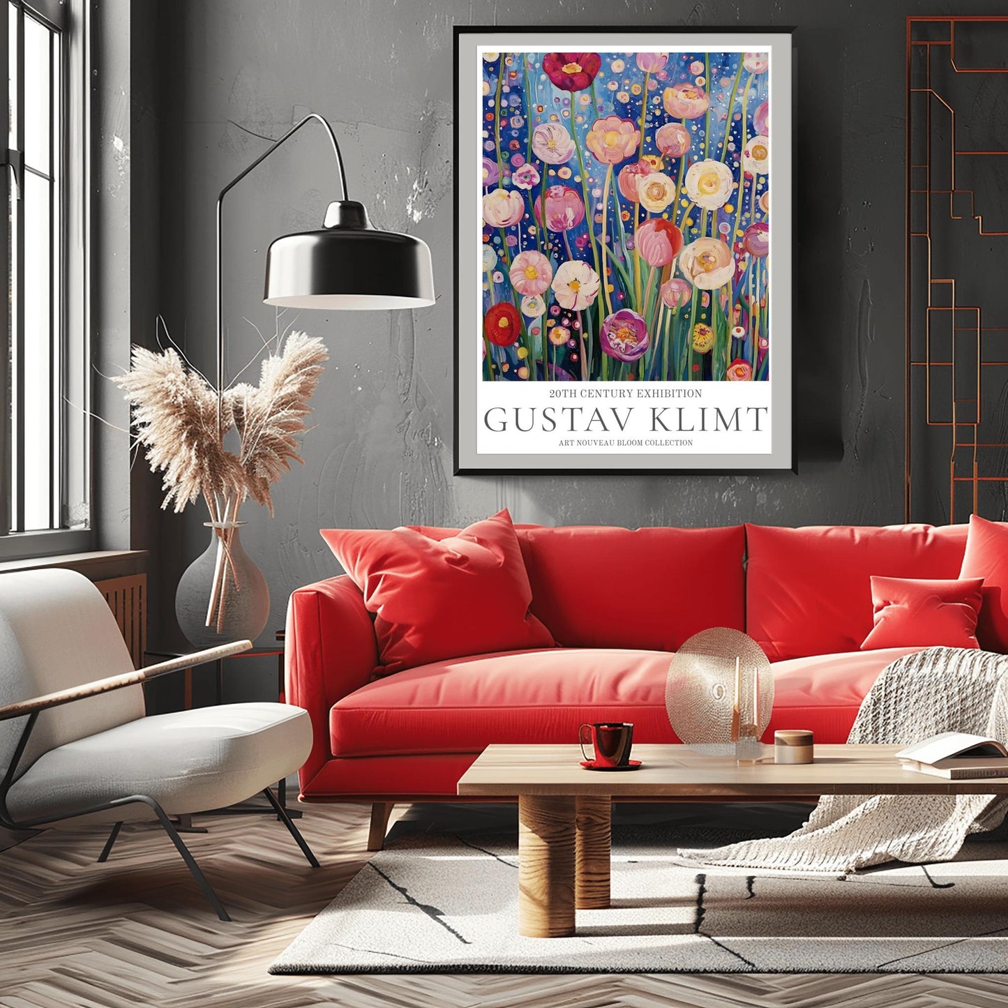 Gustav Klimt Floral Print - Klimt Museum & Exhibition Poster, Flower Garden Art, Classic Gustav Klimt Painting Wall Decor.