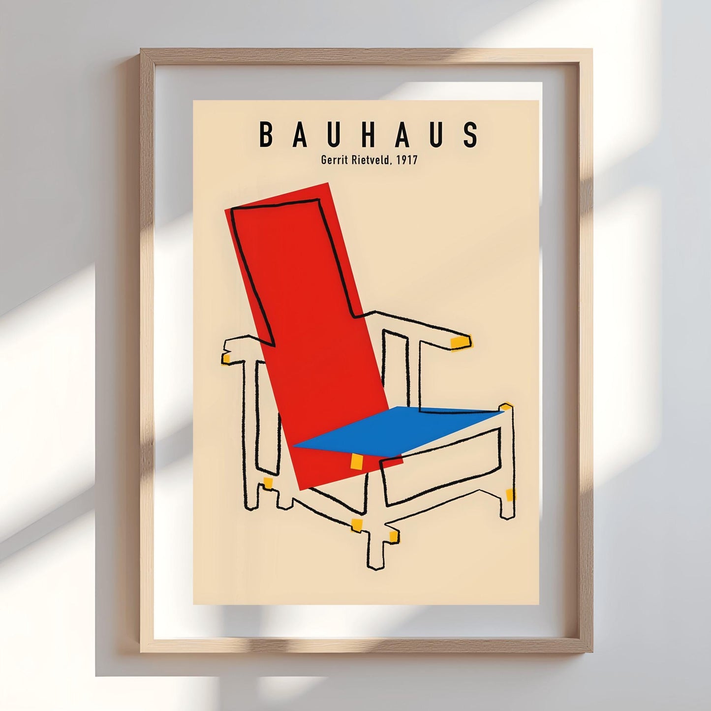 Gerrit Rietveld Bauhaus Chair Poster, De Stijl Art Print, Mid-Century Modern Wall Art, Minimalist Decor