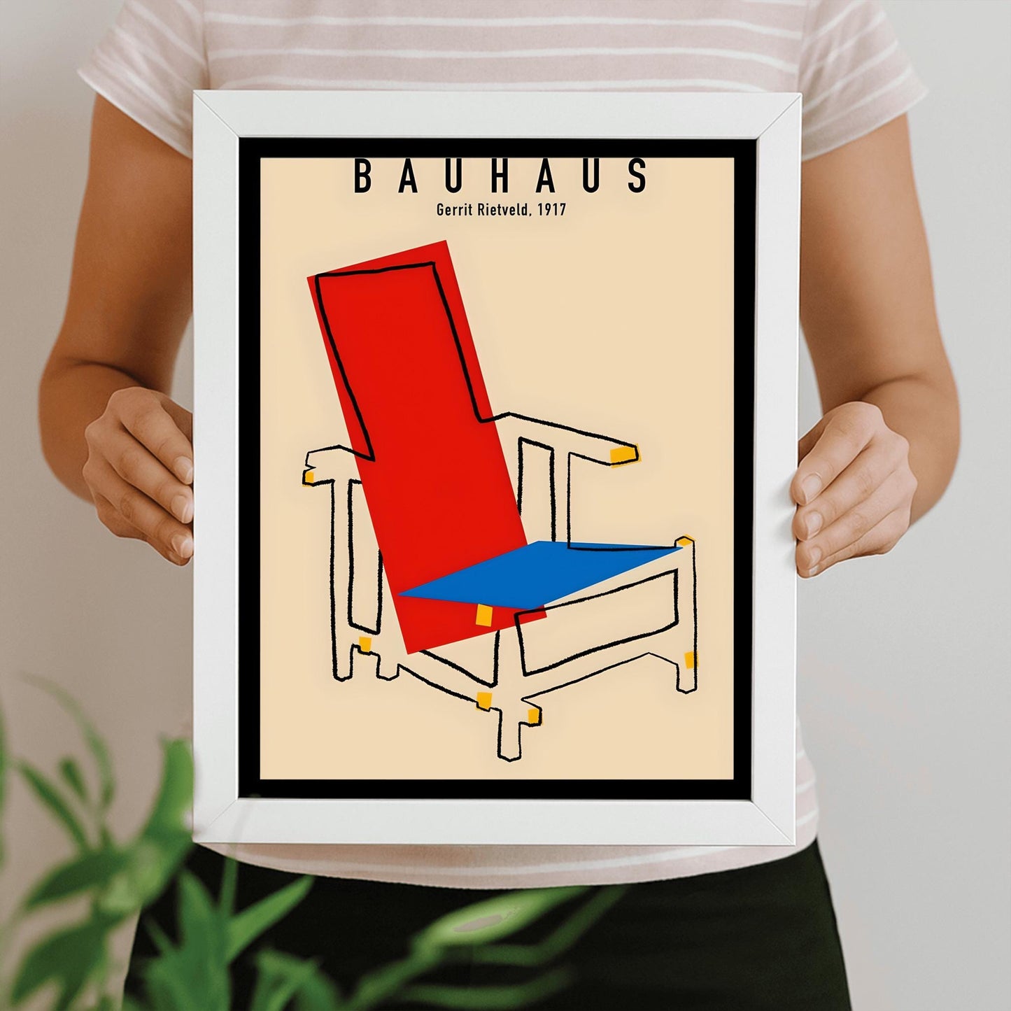 Gerrit Rietveld Bauhaus Chair Poster, De Stijl Art Print, Mid-Century Modern Wall Art, Minimalist Decor