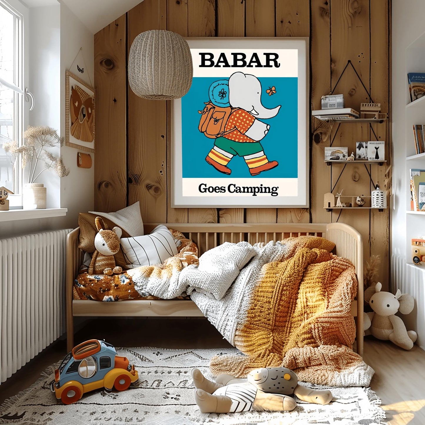 Babar the Elephant Print: Retro Nursery Decor, Kids Room Art