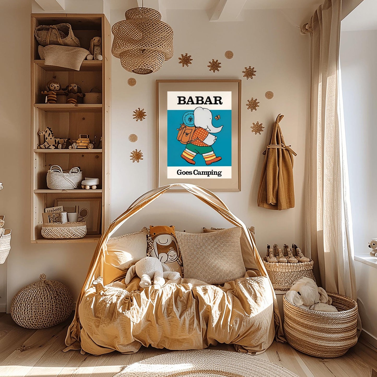 Babar the Elephant Print: Retro Nursery Decor, Kids Room Art