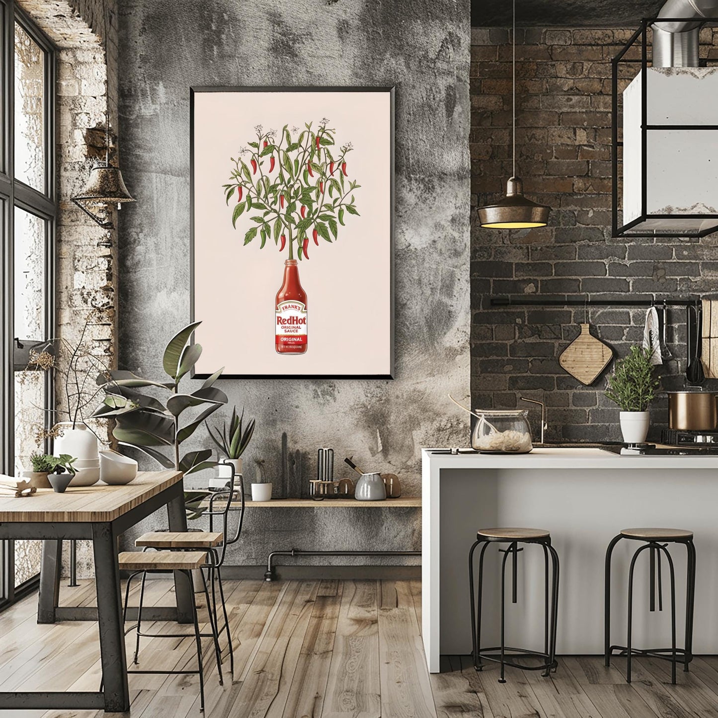 Frank's Hot Sauce Chili Plant Art Print: Unique Kitchen Decor, Foodie Gift