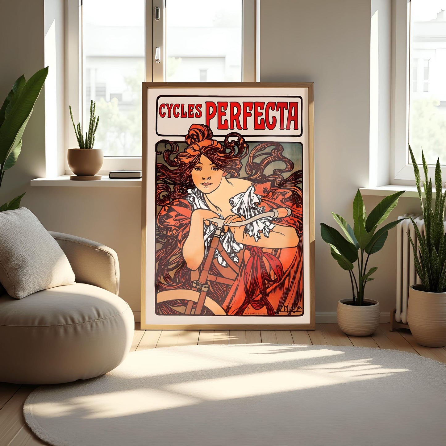 Alfons Mucha 'Cycles Perfecta' Poster, Art Nouveau Bicycle Print, Vintage Wall Art, French Advertising