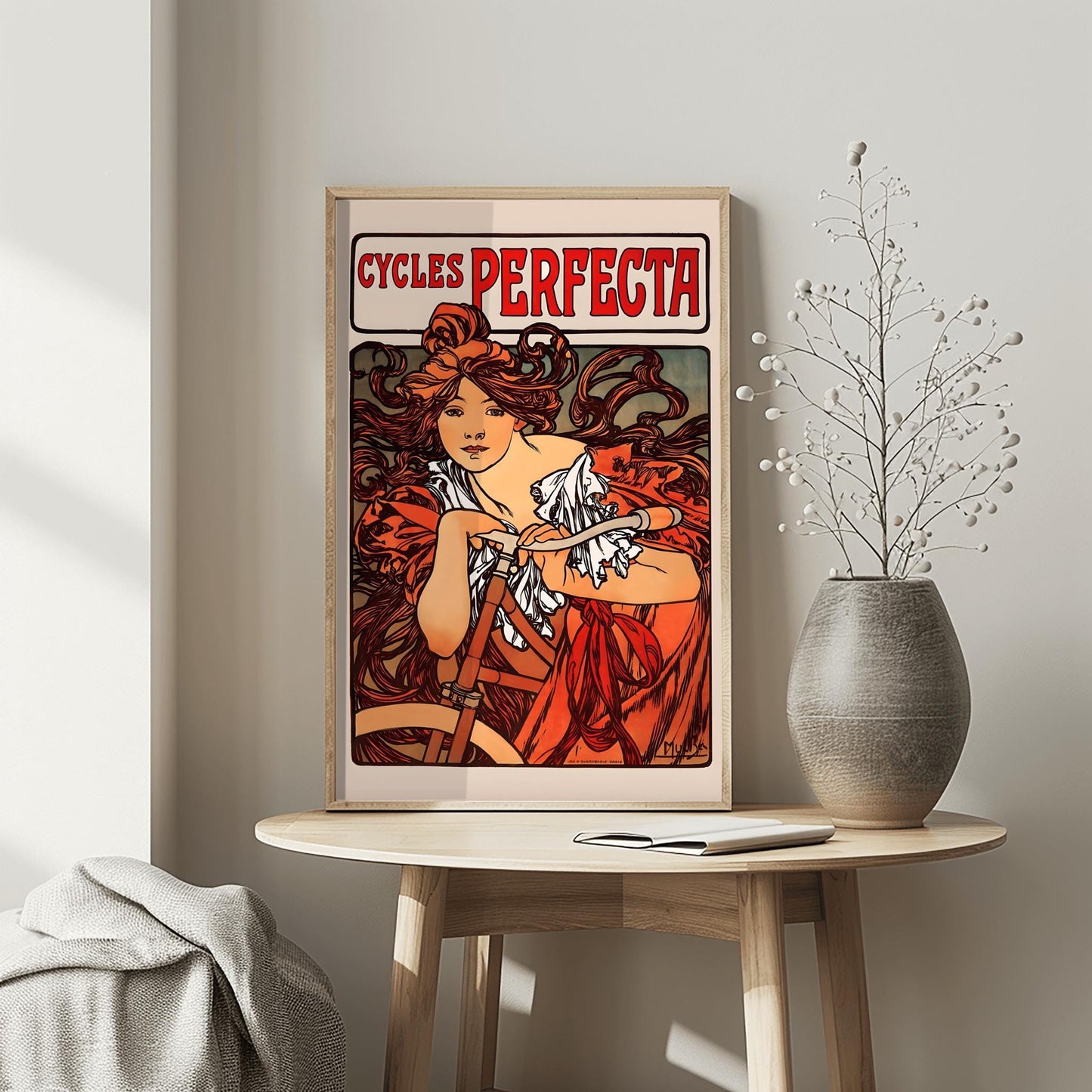 Alfons Mucha 'Cycles Perfecta' Poster, Art Nouveau Bicycle Print, Vintage Wall Art, French Advertising