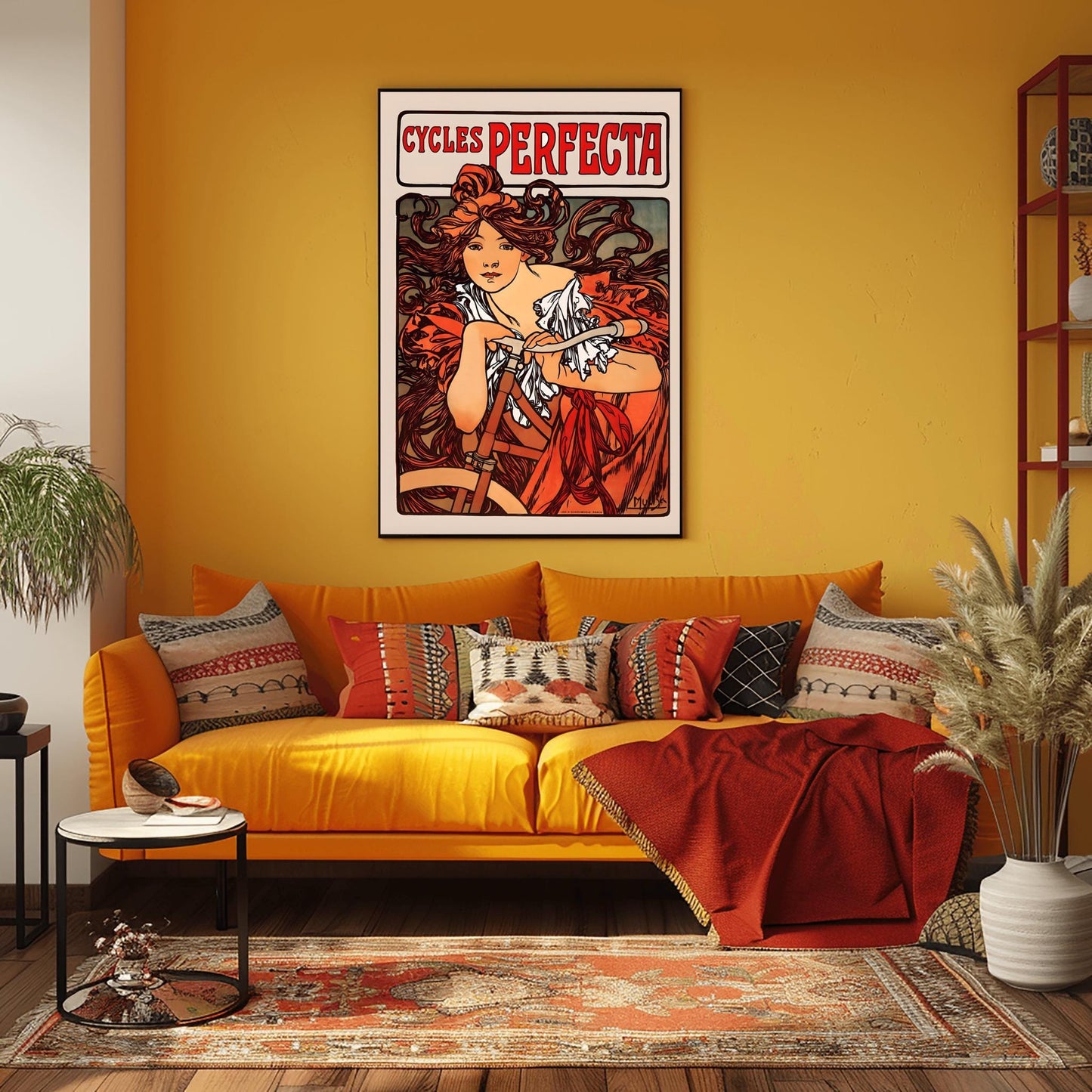 Alfons Mucha 'Cycles Perfecta' Poster, Art Nouveau Bicycle Print, Vintage Wall Art, French Advertising