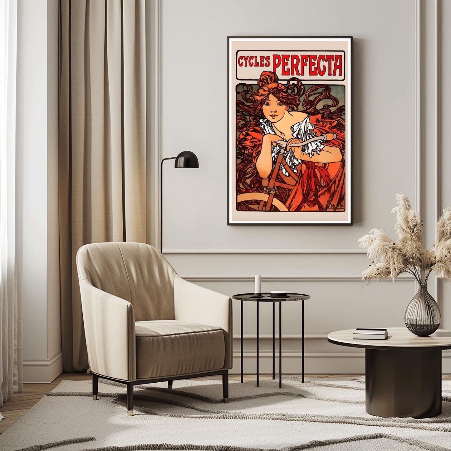 Alfons Mucha 'Cycles Perfecta' Poster, Art Nouveau Bicycle Print, Vintage Wall Art, French Advertising