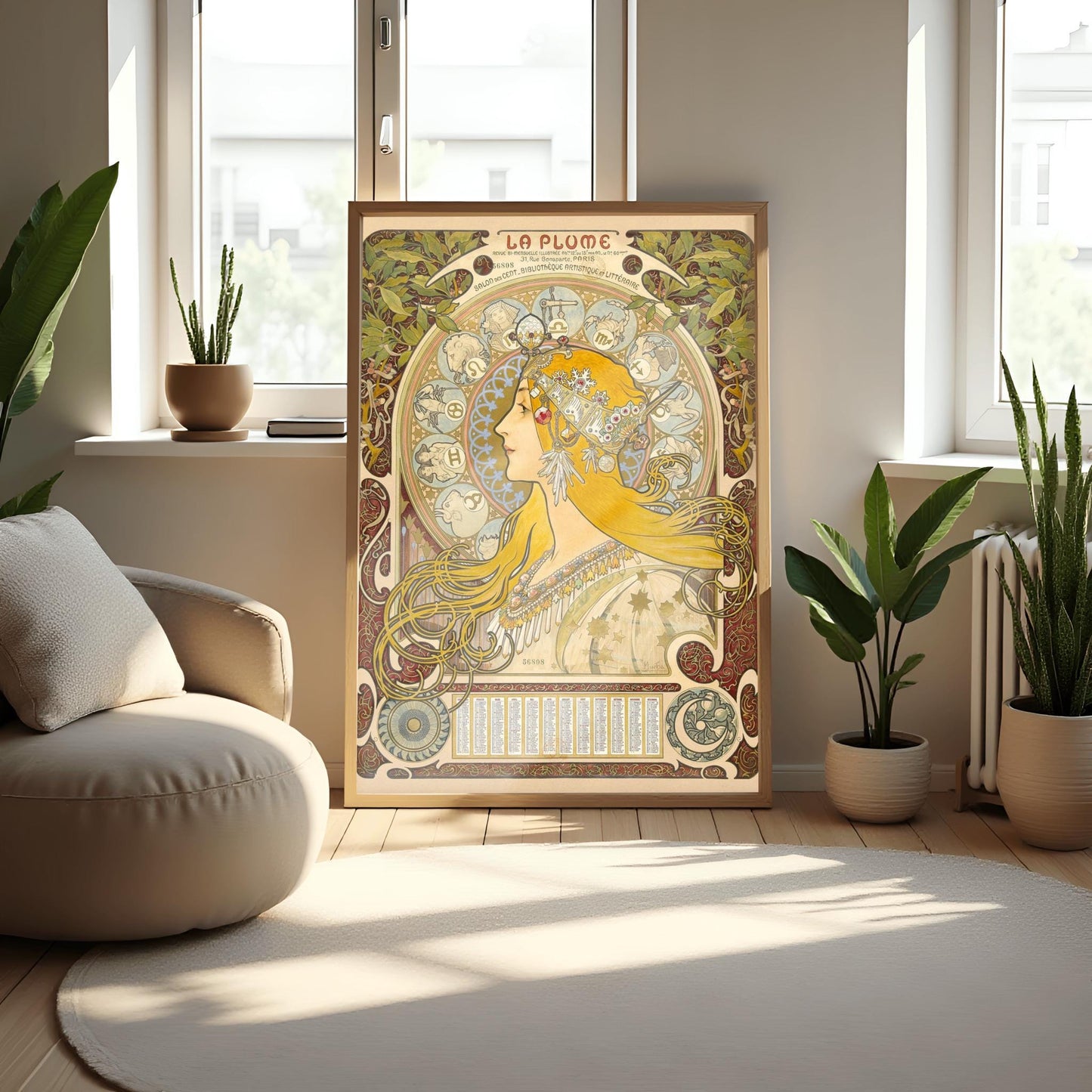 Alfons Mucha Zodiac Poster: Art Nouveau Celestial Print
