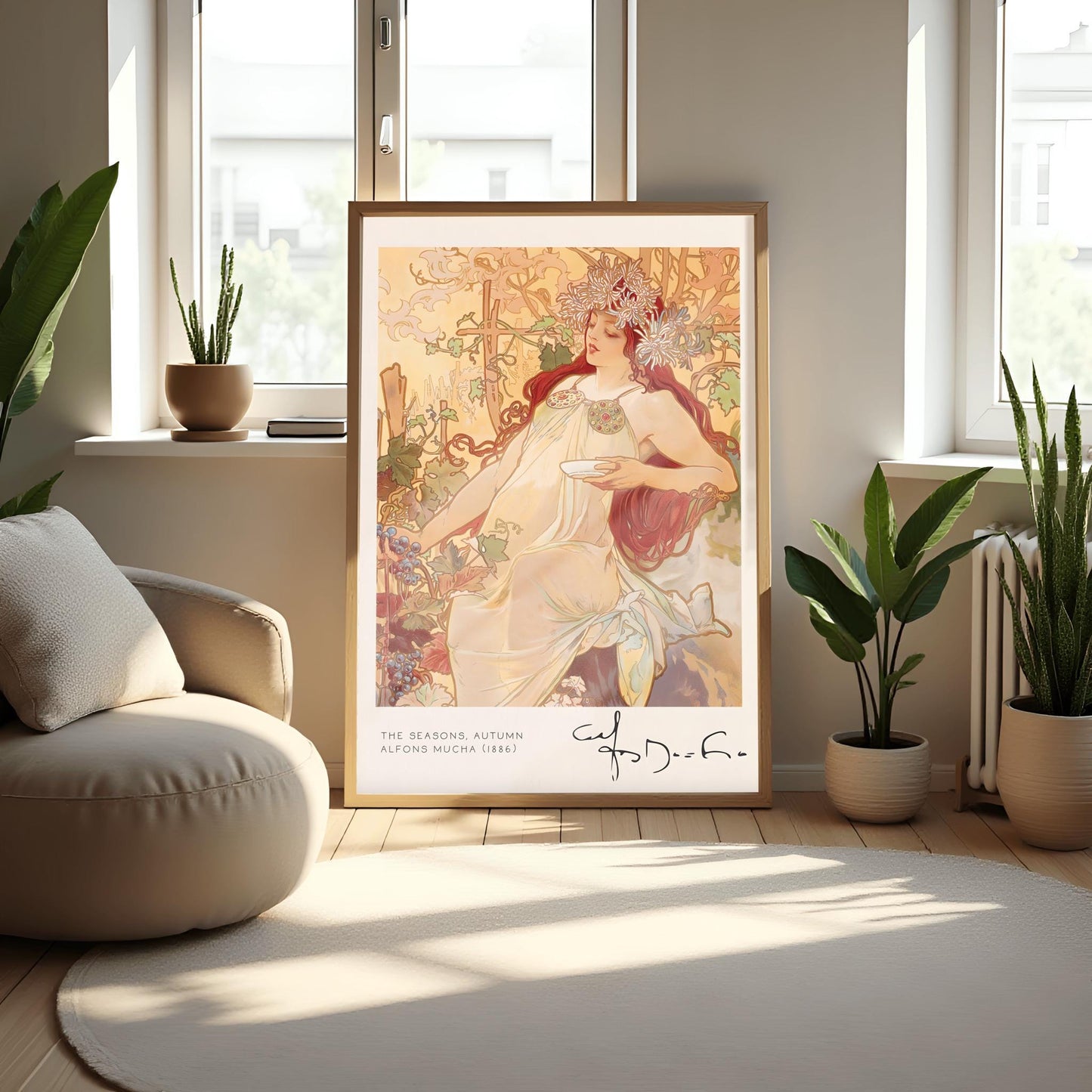 Alfons Mucha 'The Seasons - Autumn' Poster: Art Nouveau Female Print