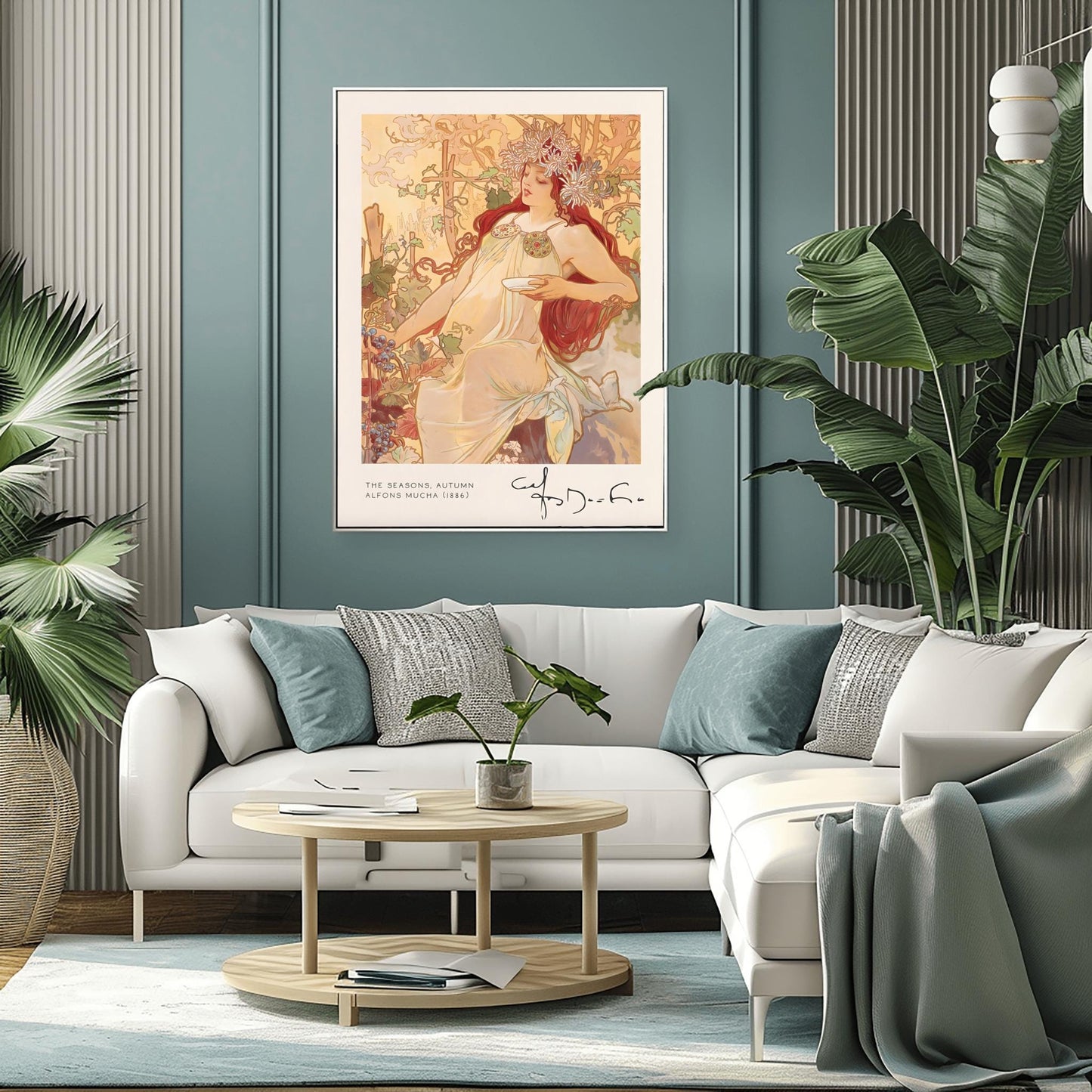 Alfons Mucha 'The Seasons - Autumn' Poster: Art Nouveau Female Print
