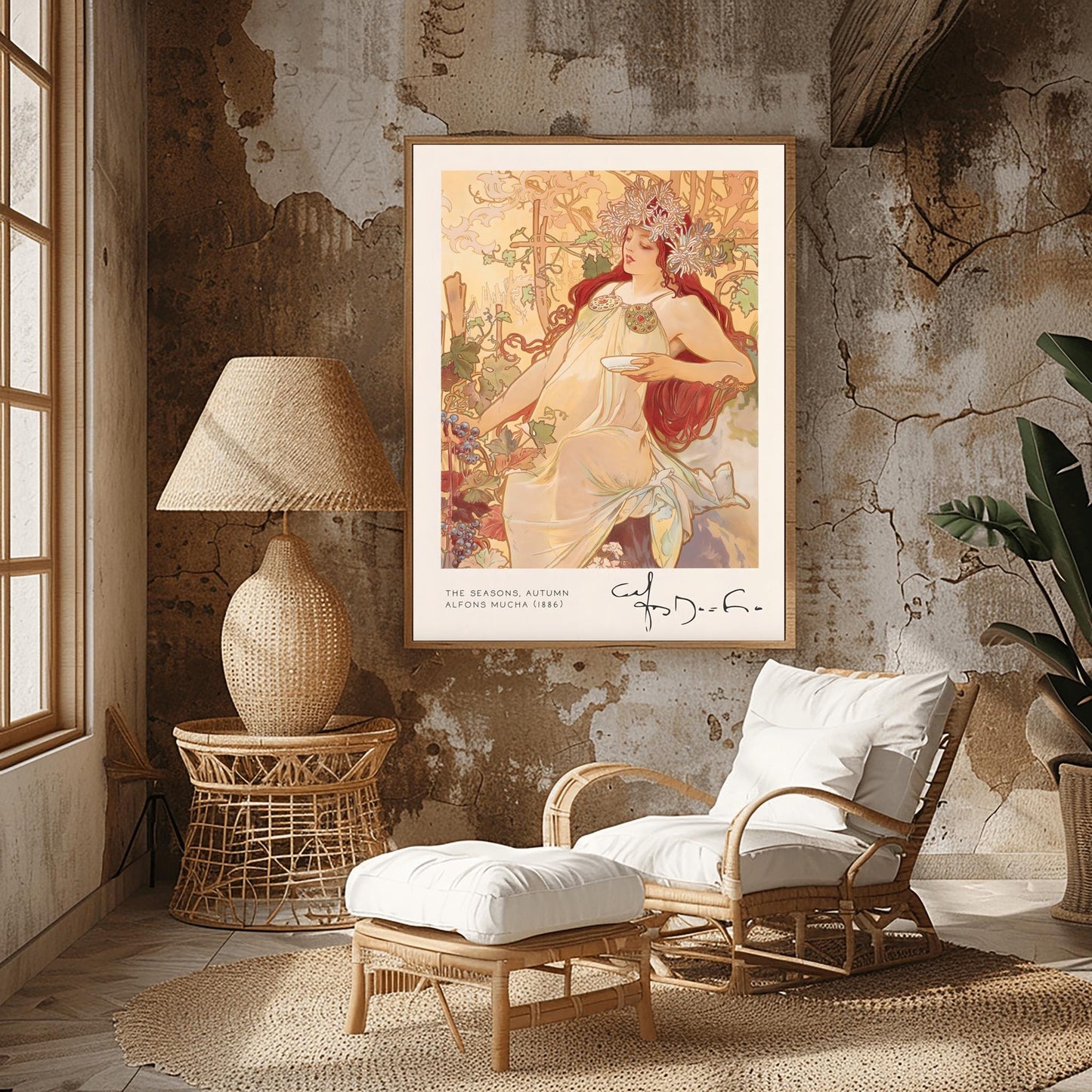 Alfons Mucha 'The Seasons - Autumn' Poster: Art Nouveau Female Print