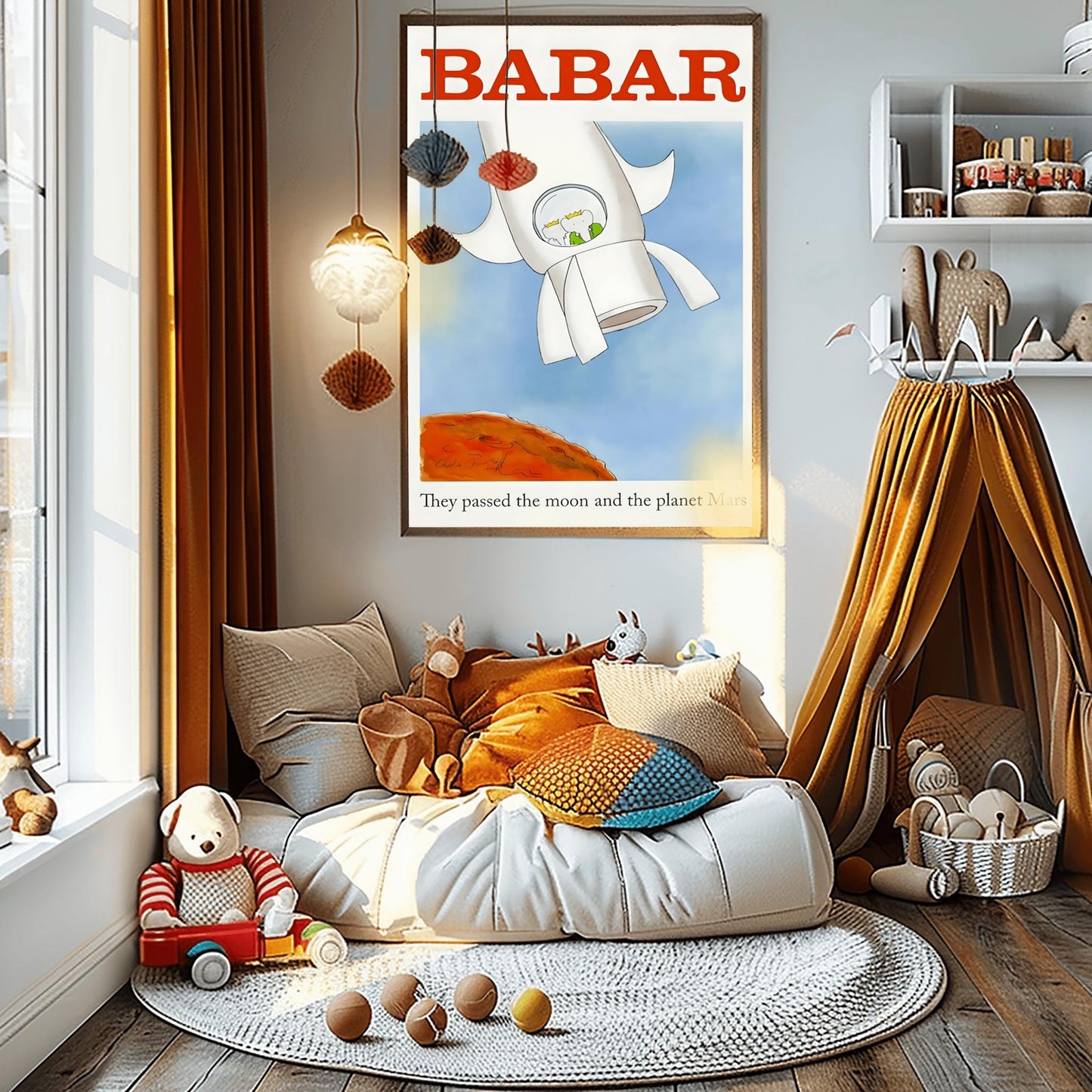 Babar the Elephant Print: Retro Nursery Wall Art, Kids Room Decor
