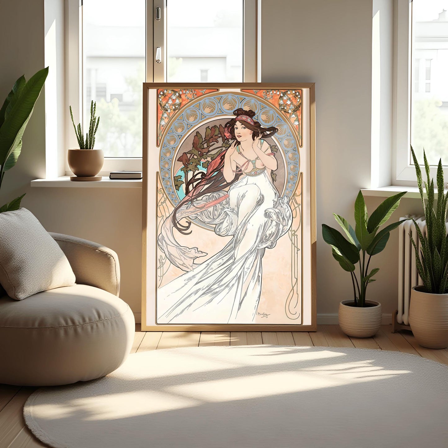 Alfons Mucha Art Nouveau Poster: 'The Arts - Music' Elegant Print