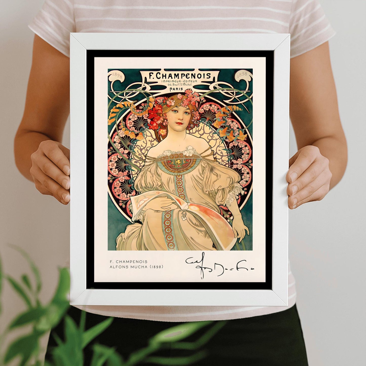 Alfons Mucha Art Nouveau Print: Elegant Female Figure, 1898 Vintage Poster