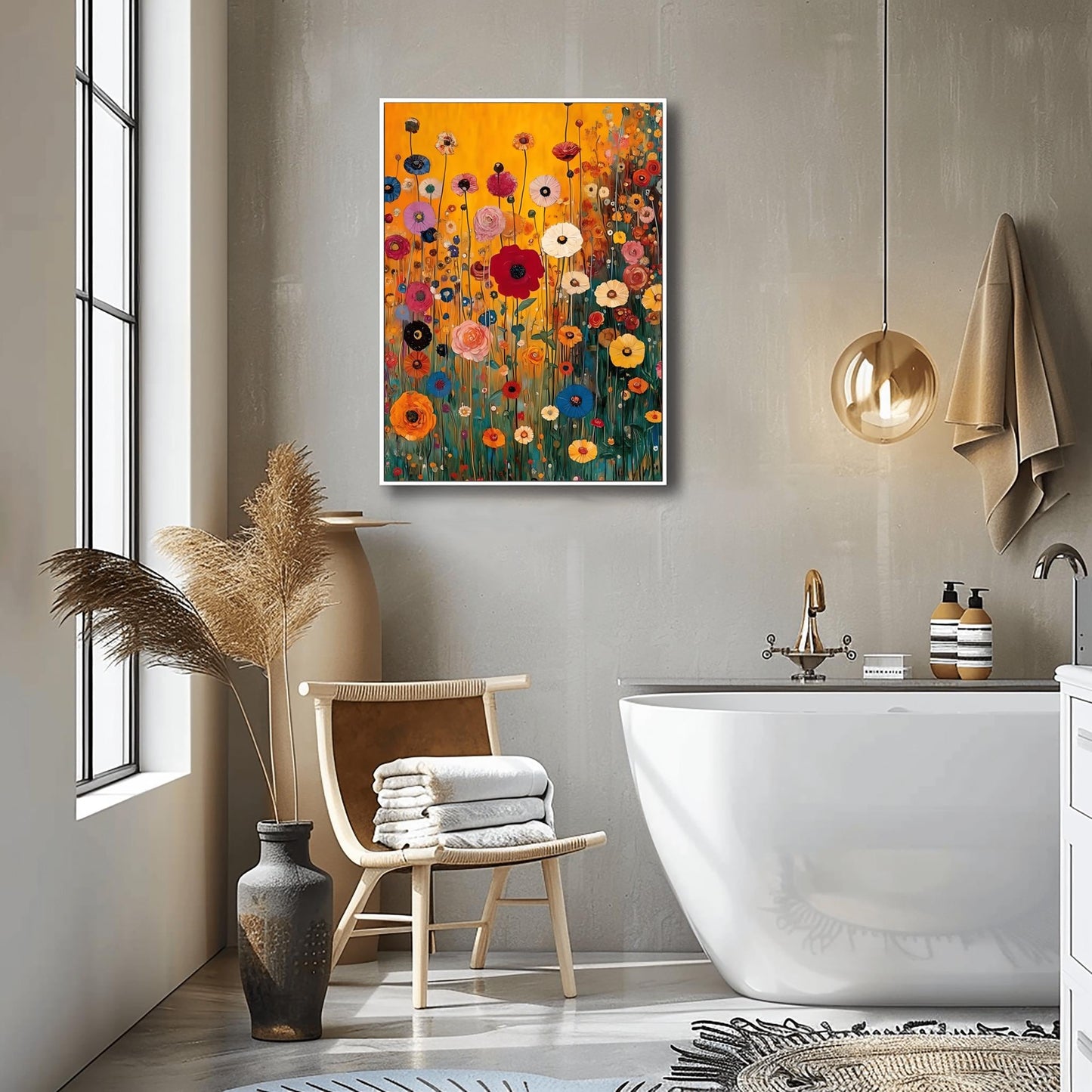 Gustav Klimt Lush Flower Garden Print: Museum Exhibition Art Poster