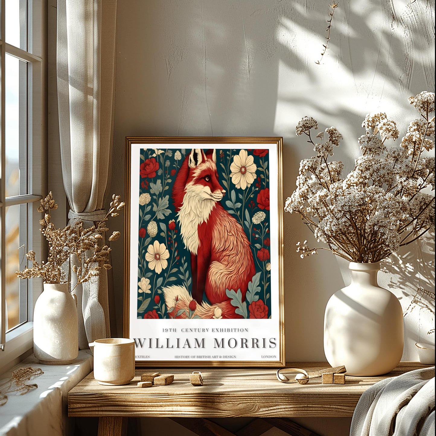 William Morris Fox Print: Vintage Arts & Crafts Floral Wall Art