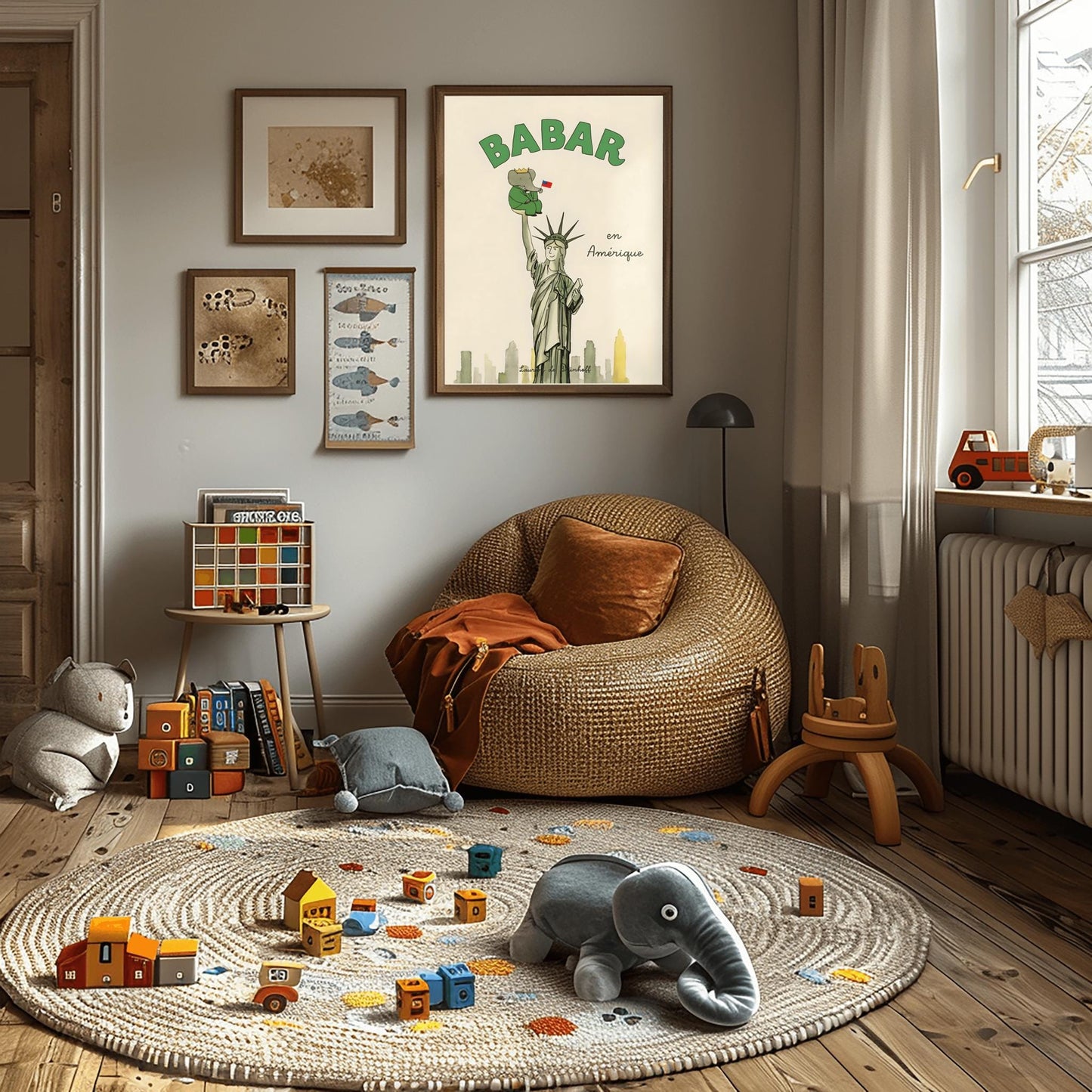 Babar the Elephant Print: Retro Nursery Decor, Kids Room Art