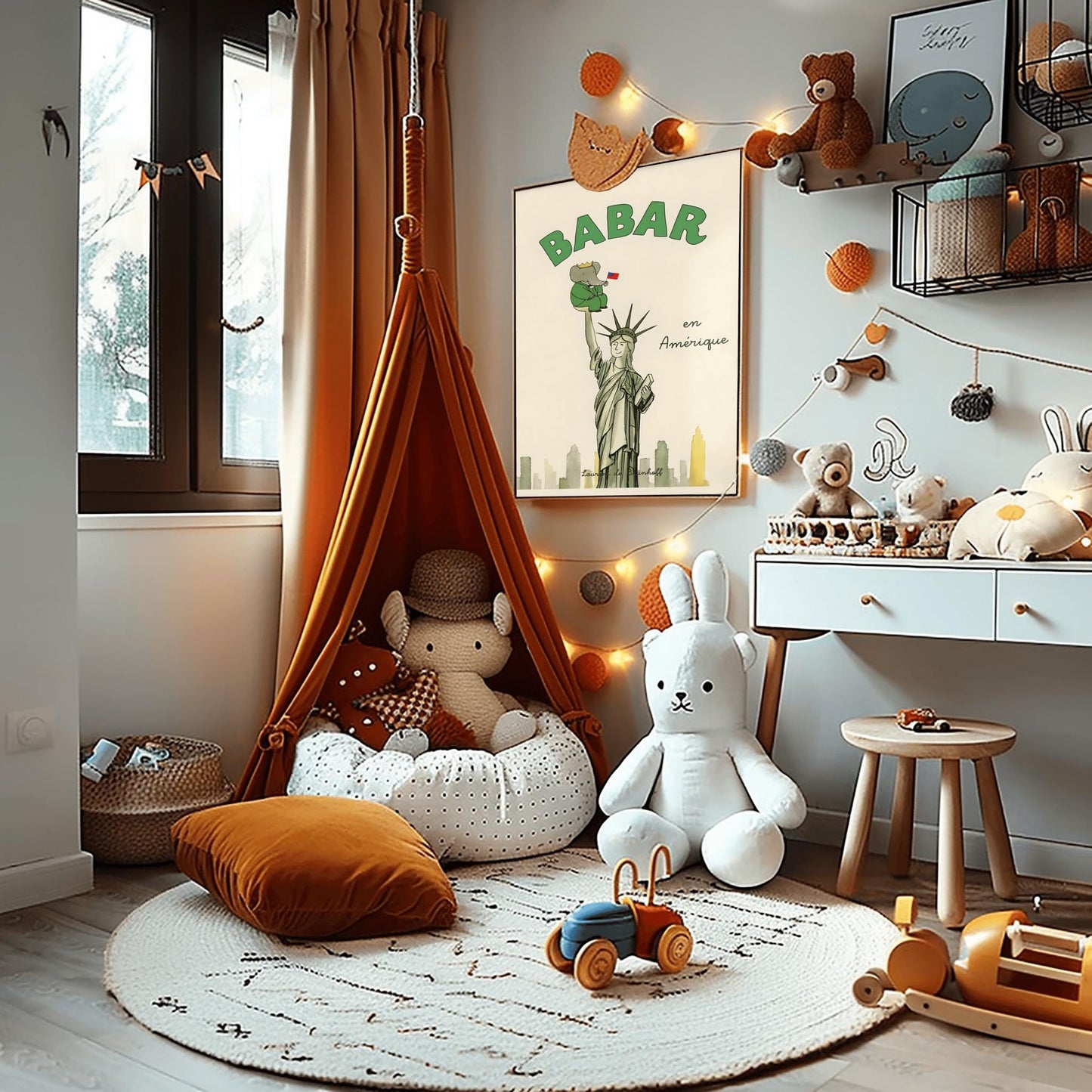 Babar the Elephant Print: Retro Nursery Decor, Kids Room Art