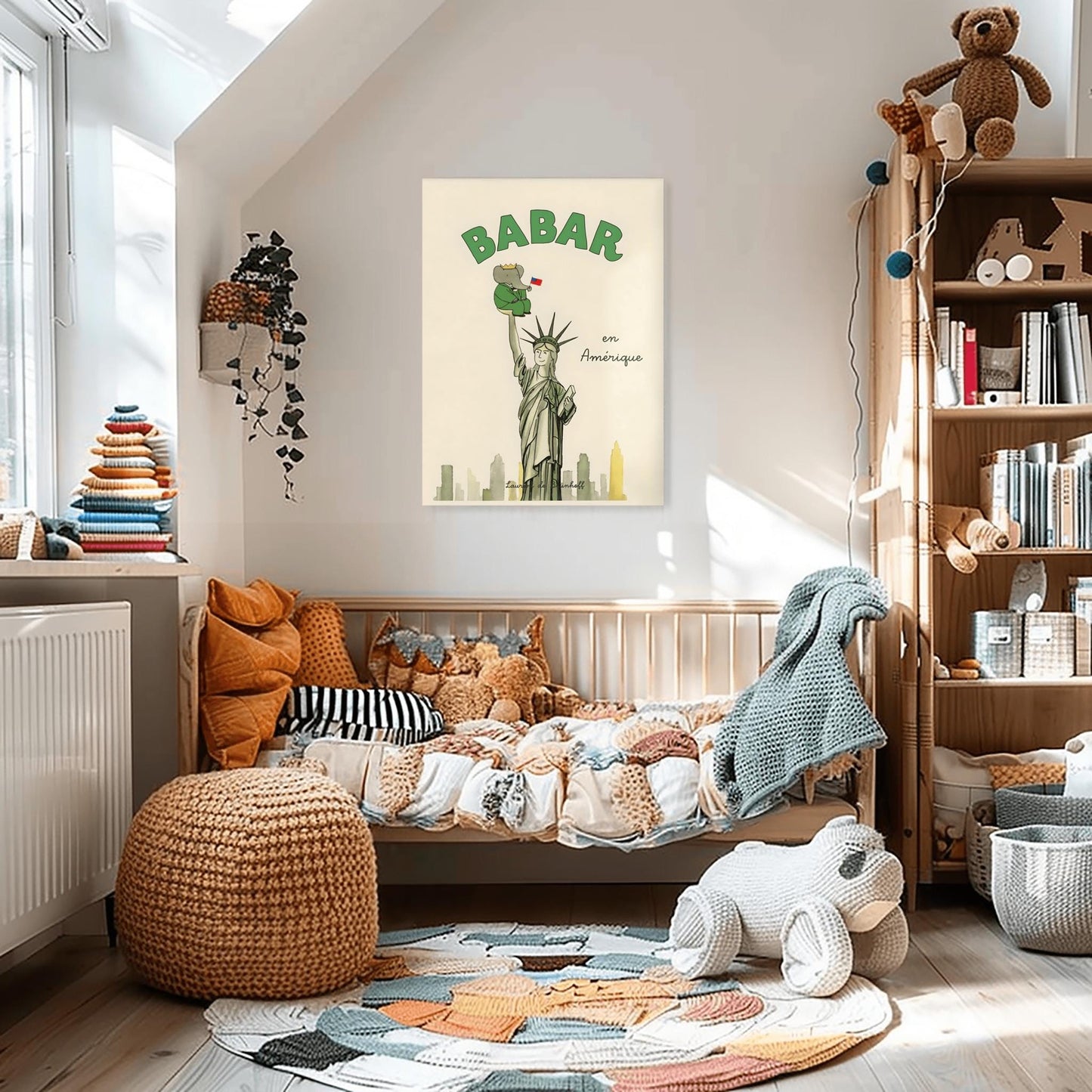 Babar the Elephant Print: Retro Nursery Decor, Kids Room Art