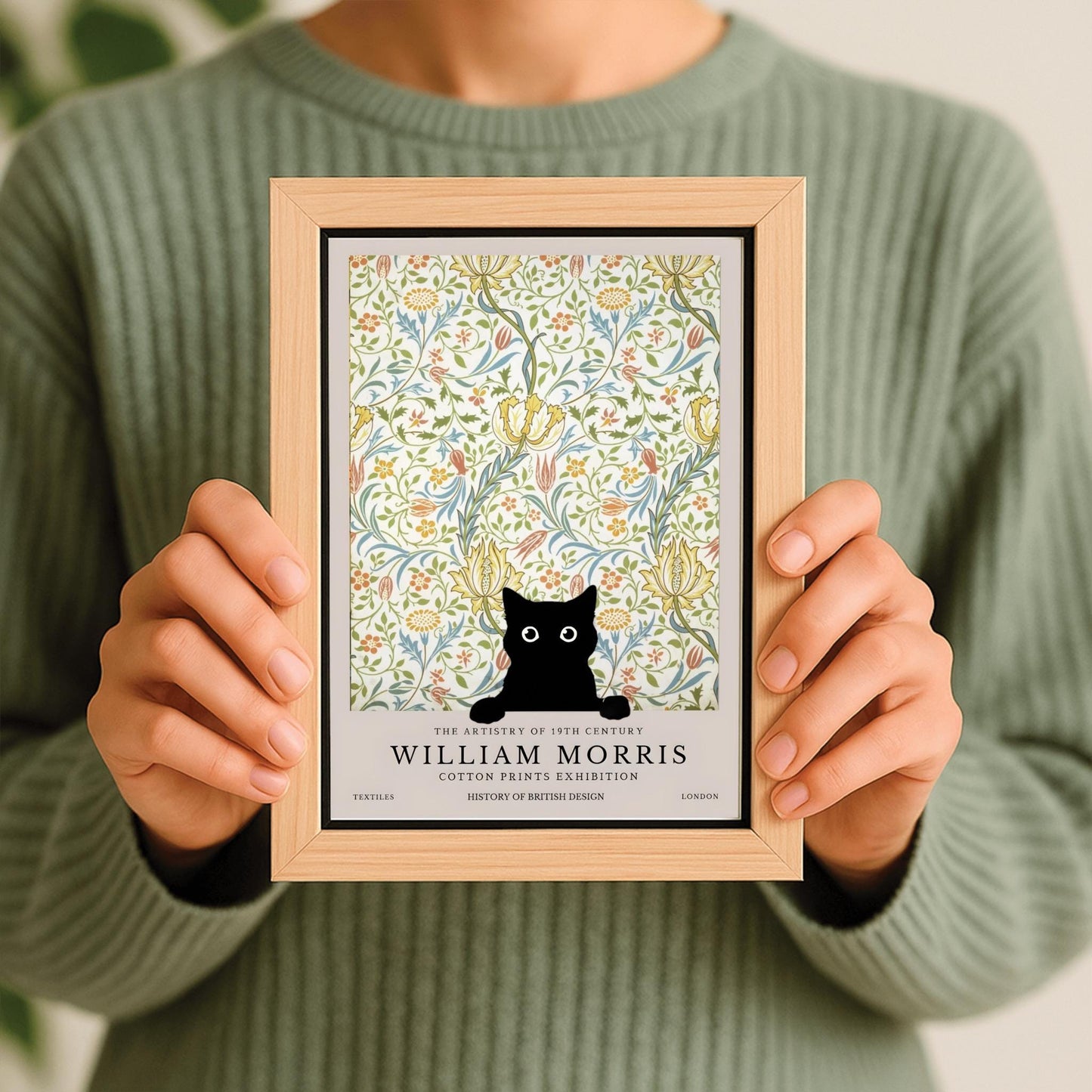 William Morris Cat Print: Vintage Floral Arts & Crafts Poster