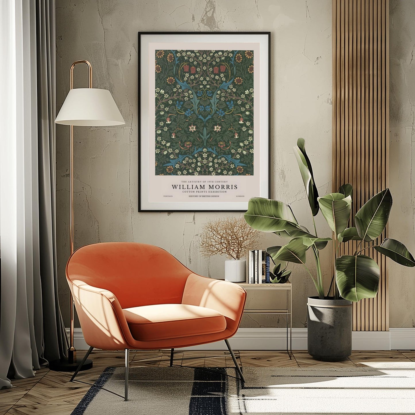 William Morris Floral Print: Dark Green Botanical, Arts & Crafts Poster