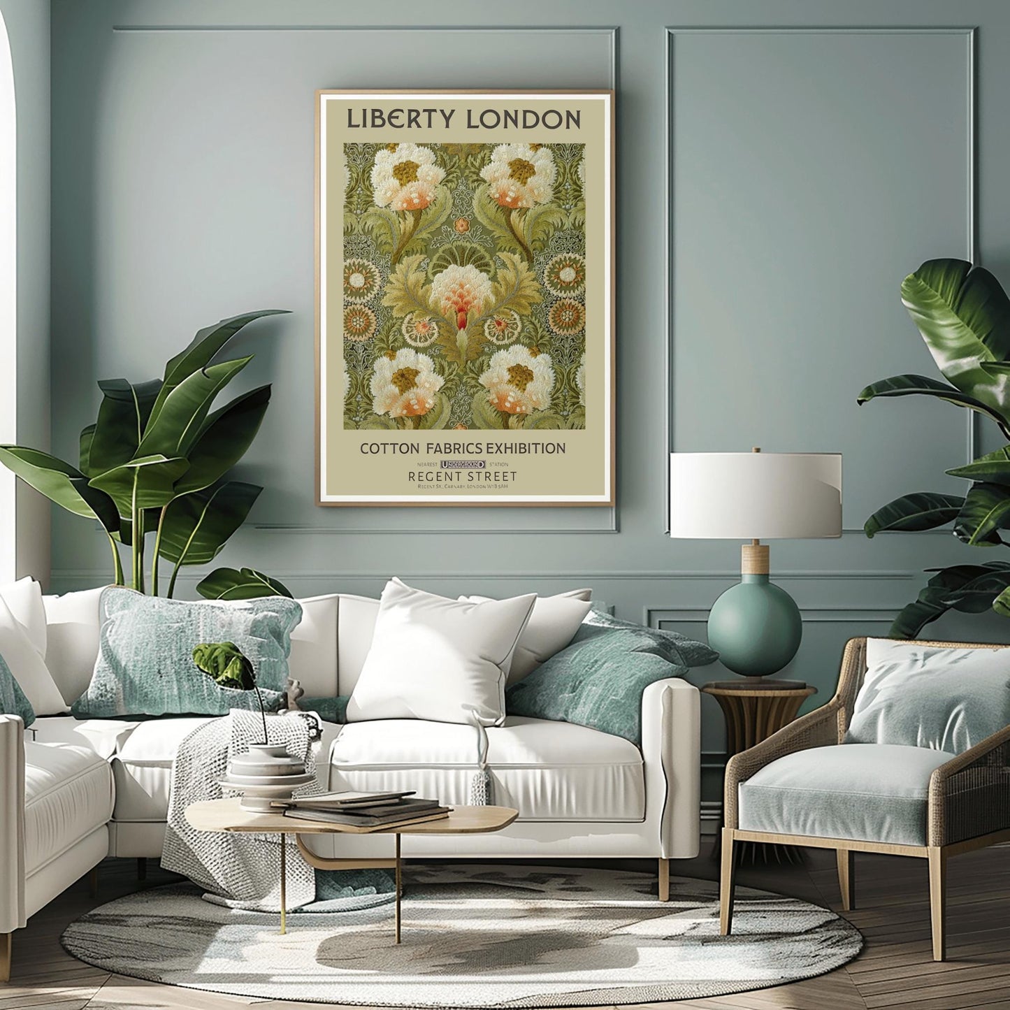 William Morris Peony Print: Dark Floral, Arts & Crafts Style