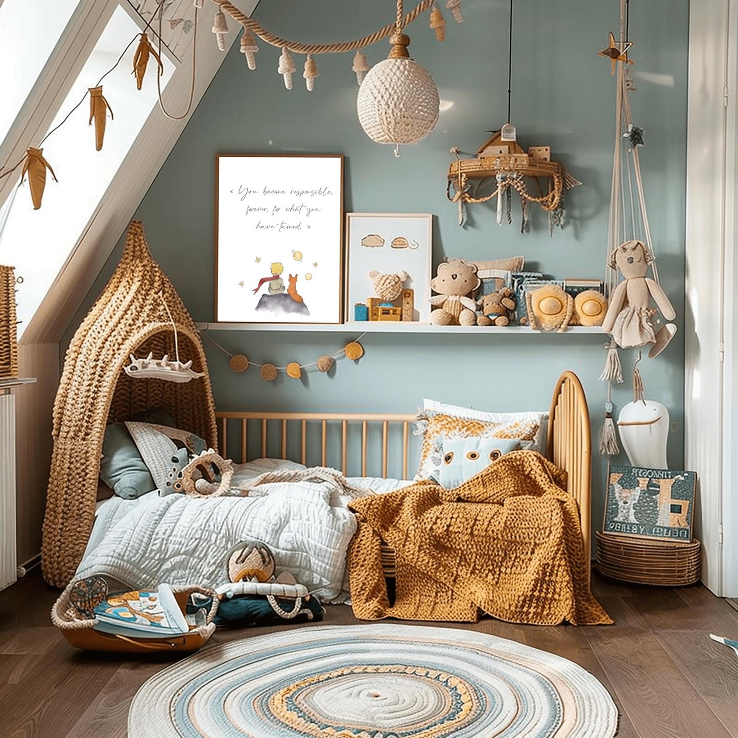 The Little Prince Poster: Nursery Quote Wall Art