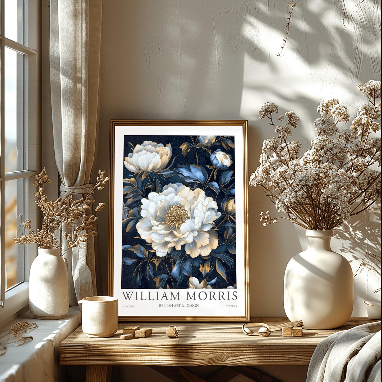 William Morris Lodden Print: Vintage Hydrangea Botanical Art Poster