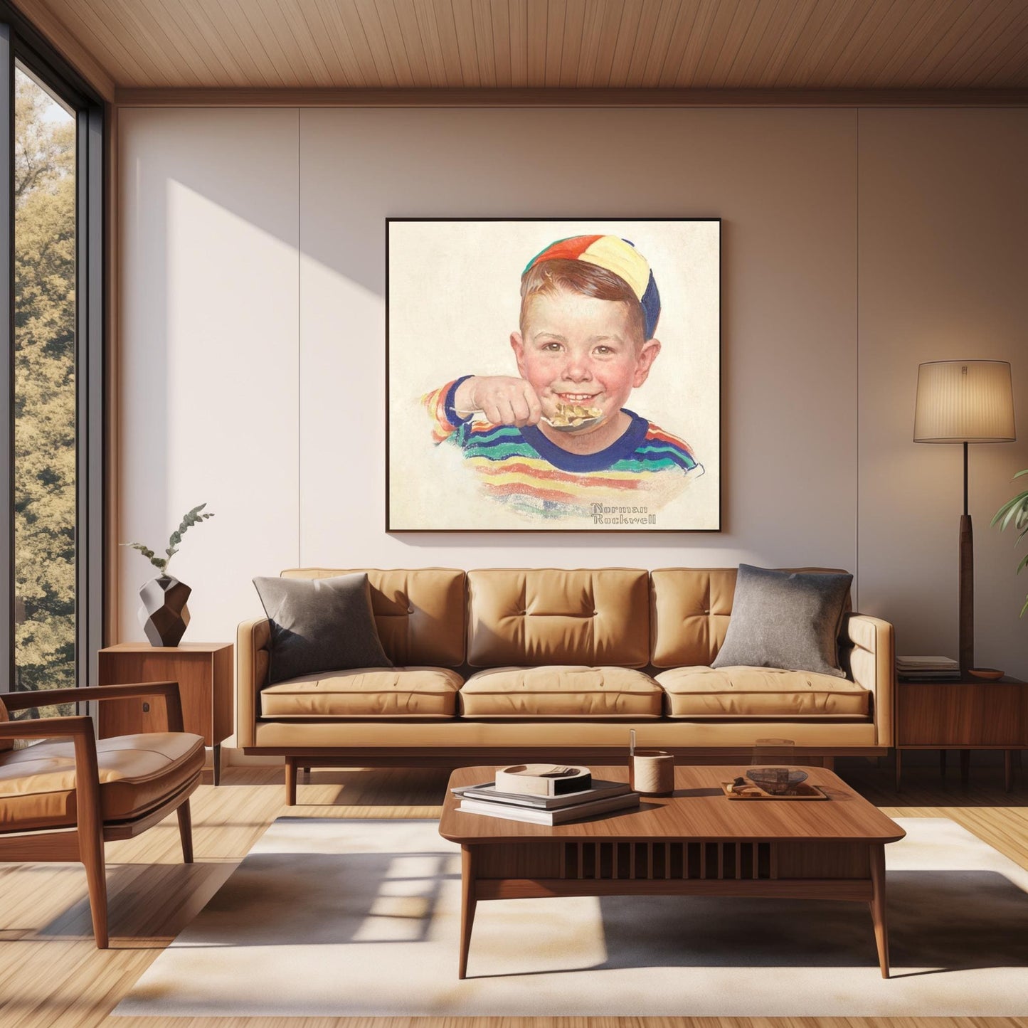 Norman Rockwell 'Cereal Boy' Print: Vintage Kitchen Art Poster