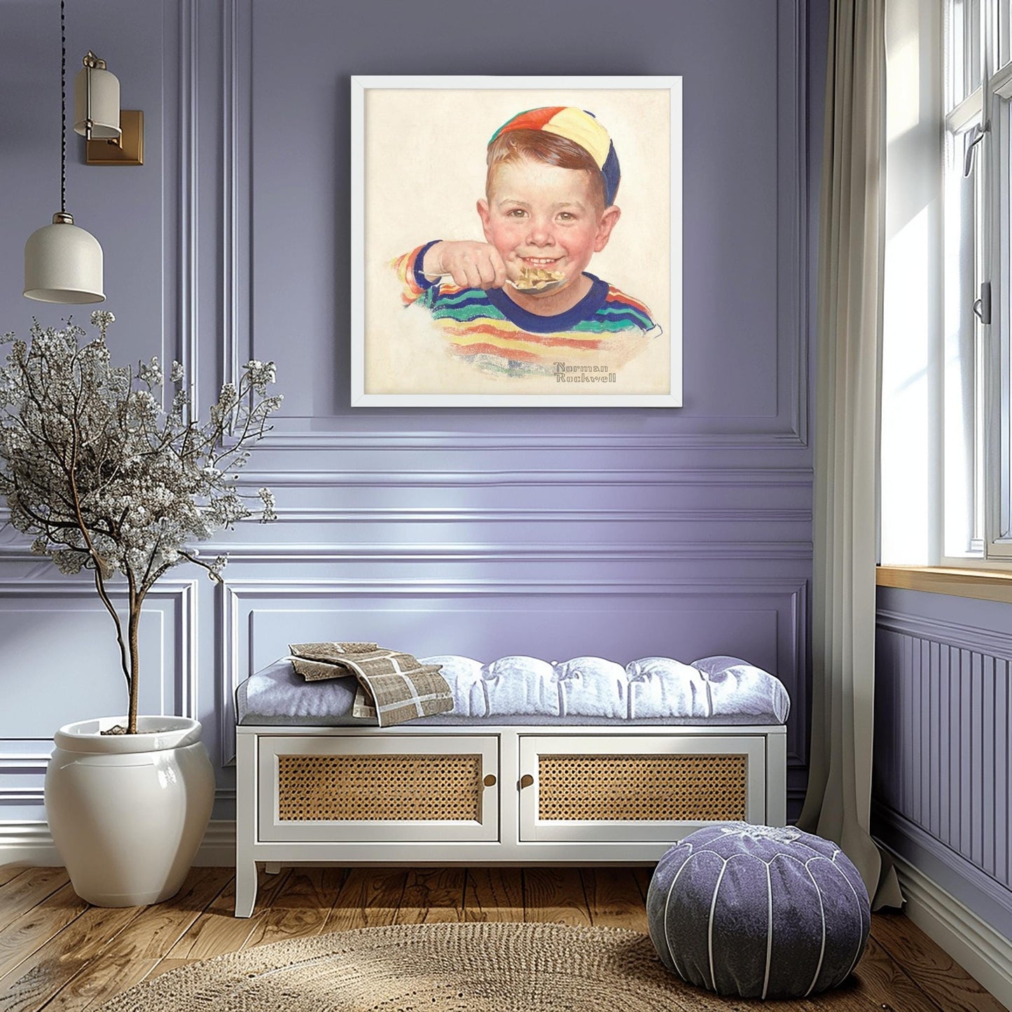 Norman Rockwell 'Cereal Boy' Print: Vintage Kitchen Art Poster