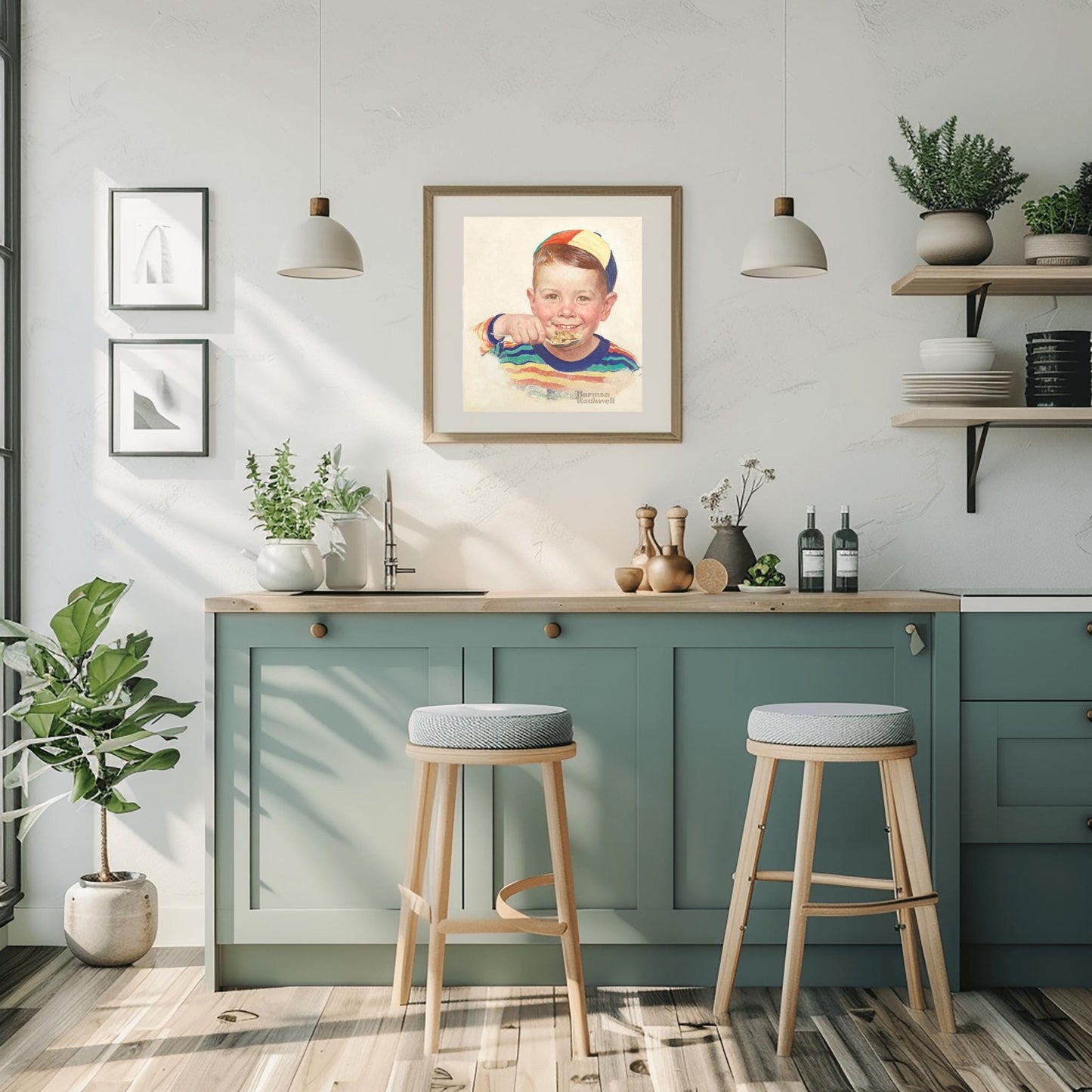Norman Rockwell 'Cereal Boy' Print: Vintage Kitchen Art Poster