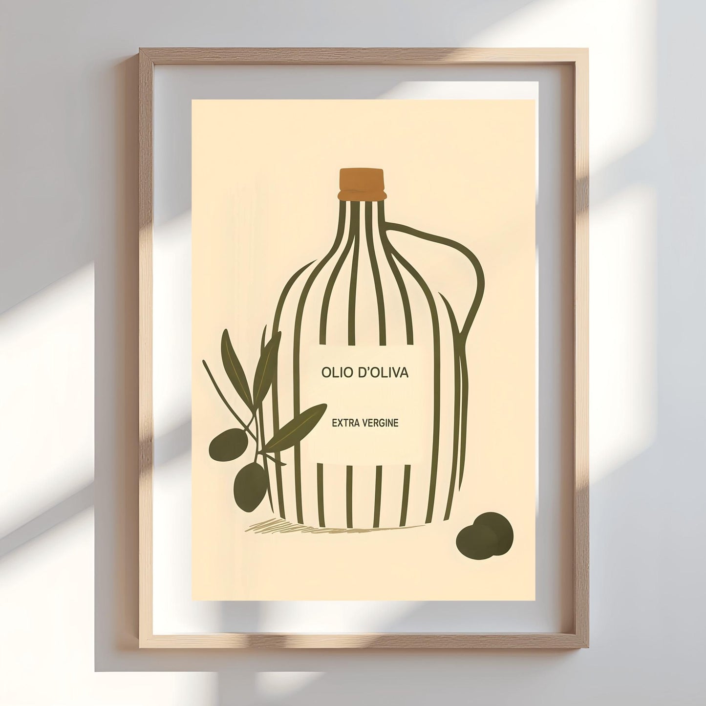 Minimalist Olive Oil Print: Modern Italian Kitchen Wall Art