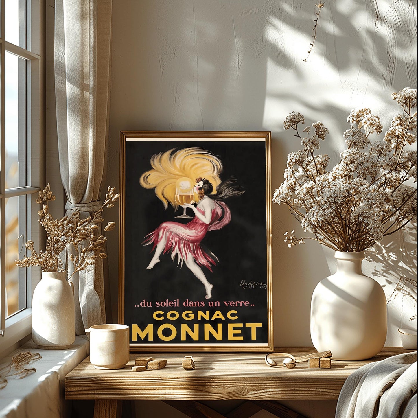 Art Deco Cognac Monnet Poster: 1920s French Alcohol Advertisement