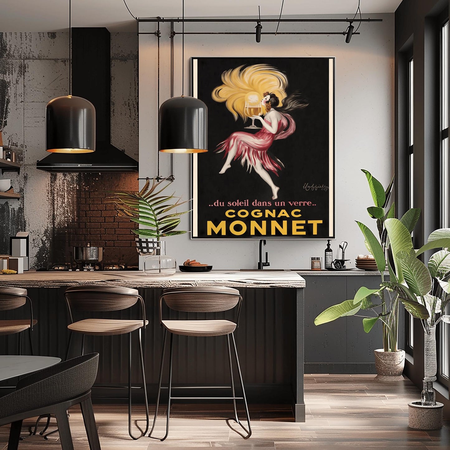 Art Deco Cognac Monnet Poster: 1920s French Alcohol Advertisement