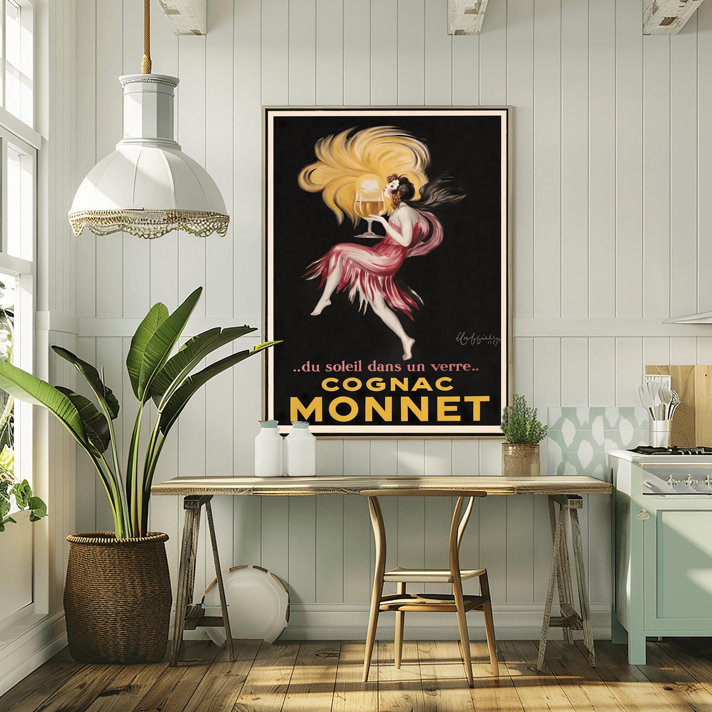 Art Deco Cognac Monnet Poster: 1920s French Alcohol Advertisement