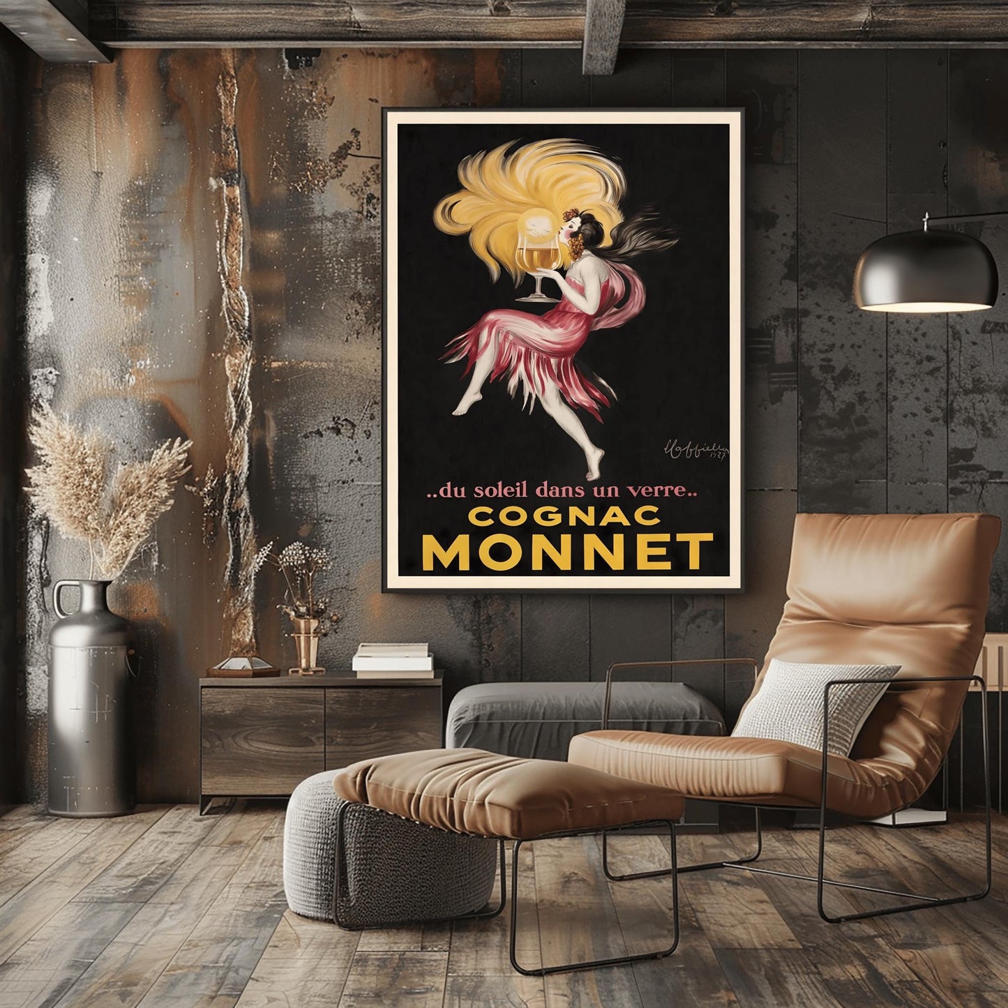 Art Deco Cognac Monnet Poster: 1920s French Alcohol Advertisement