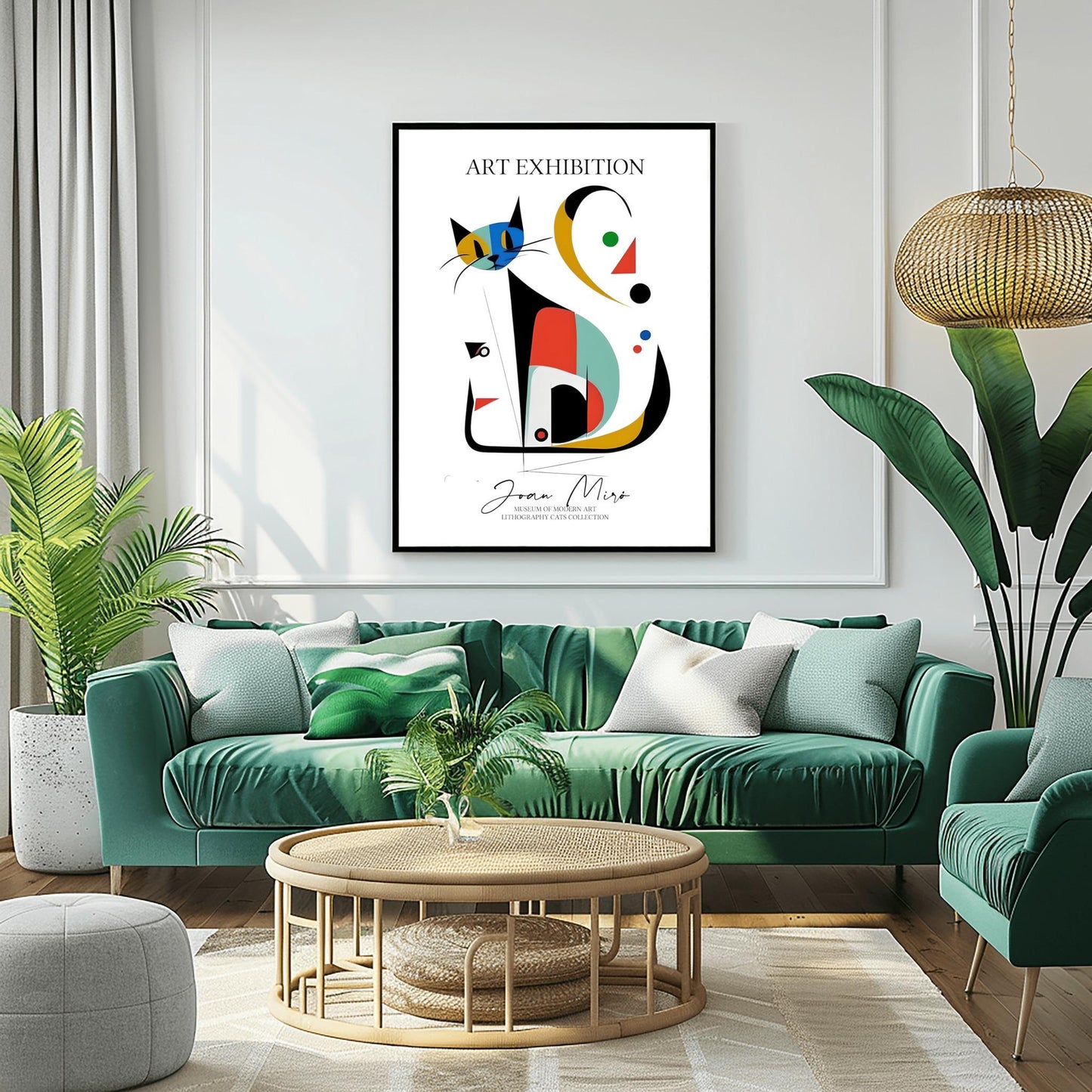 Joan Miró Cat Poster: Abstract Geometric Art Exhibition Print