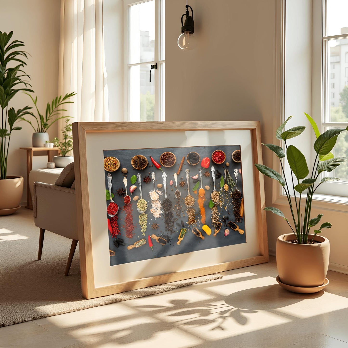 Colorful Spices and Herbs Art Print: Gourmet Kitchen Decor
