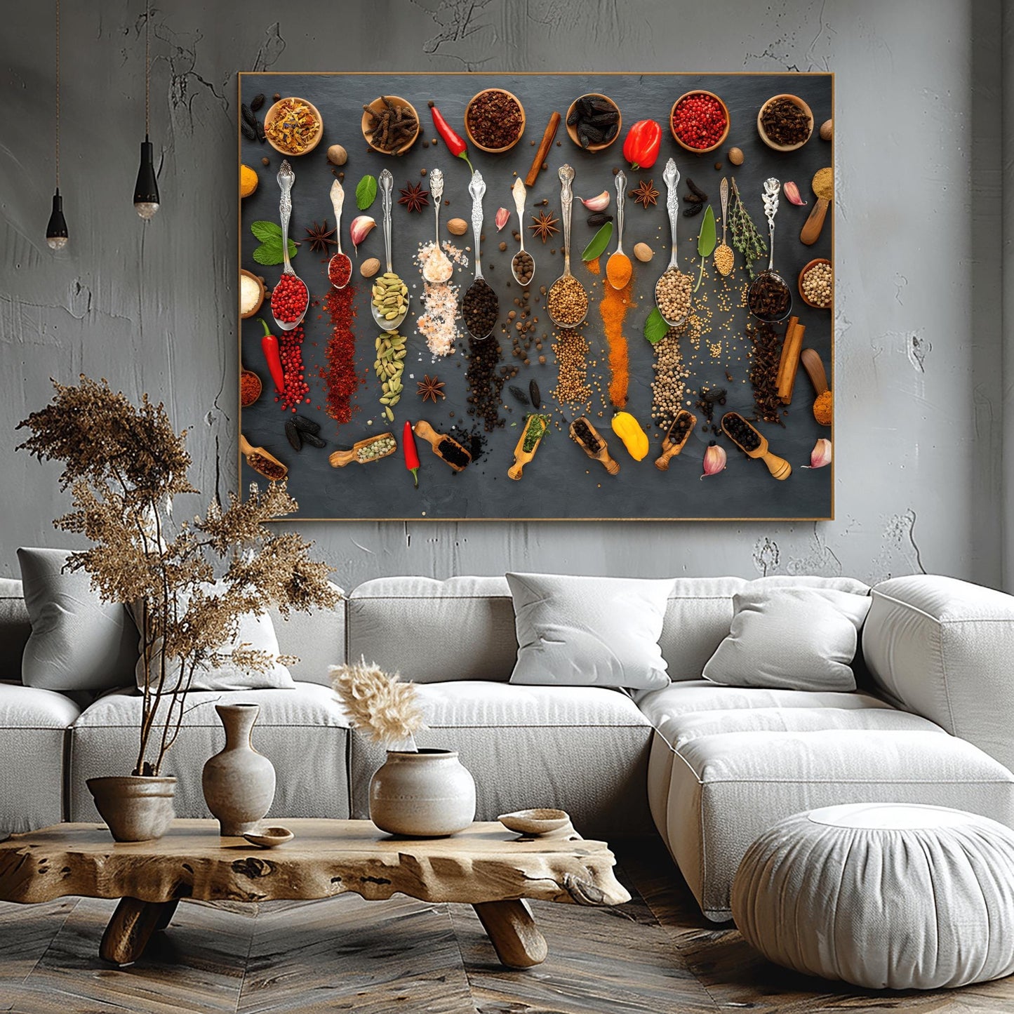 Colorful Spices and Herbs Art Print: Gourmet Kitchen Decor
