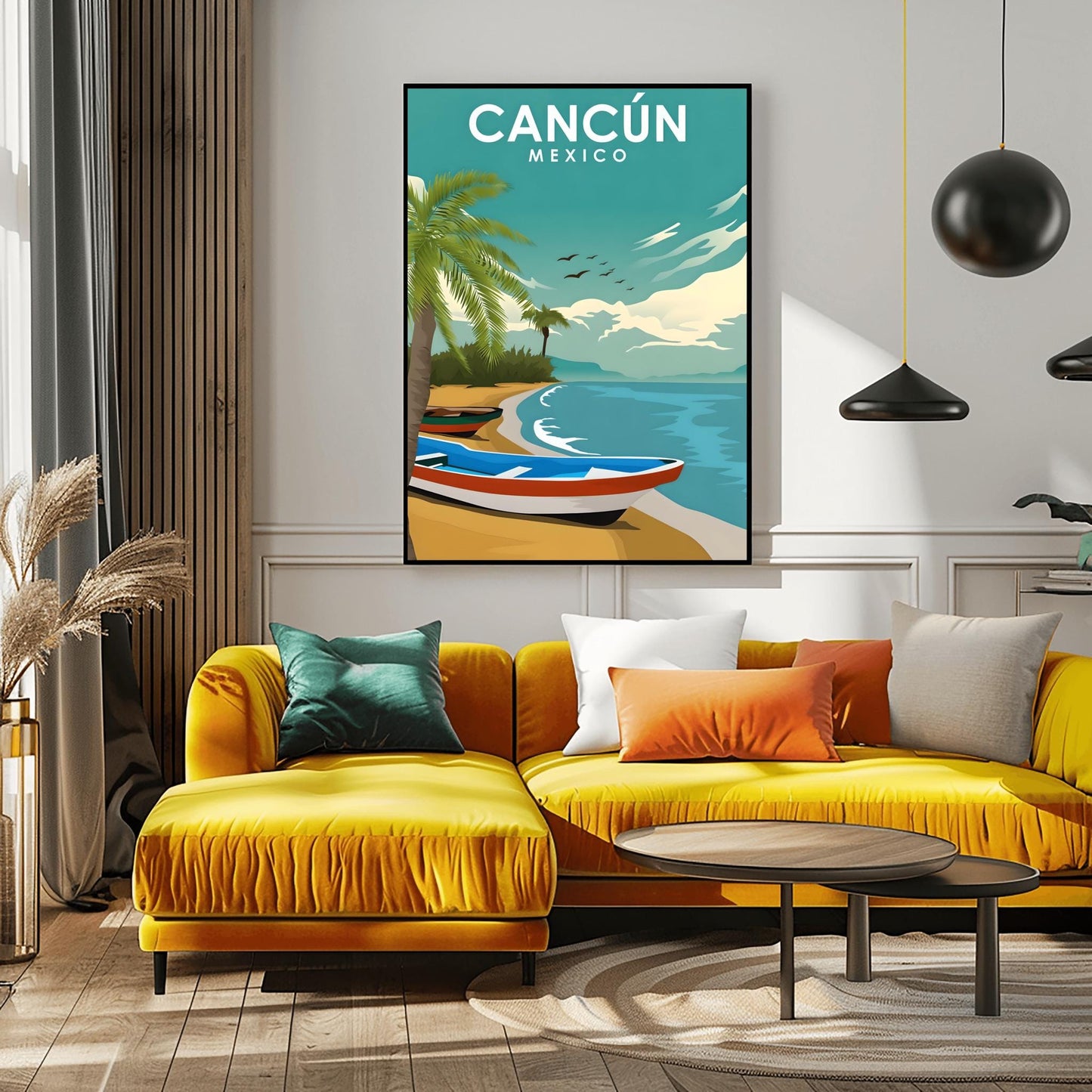 Vintage Cancun Travel Poster: Retro Mexico Beach Art Print